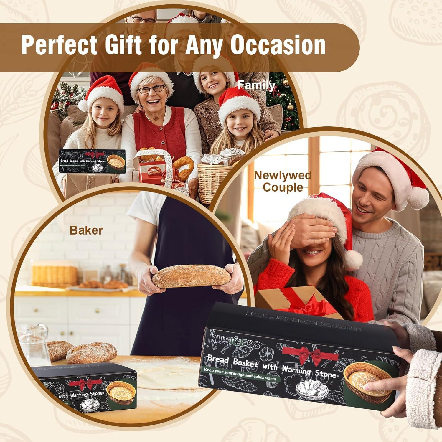 Cesta Calentadora de Pan RusicEss con Piedra de Terracota