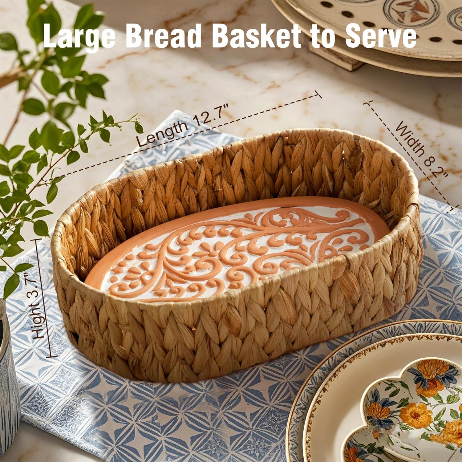 Cesta Calentadora de Pan RusicEss con Piedra de Terracota