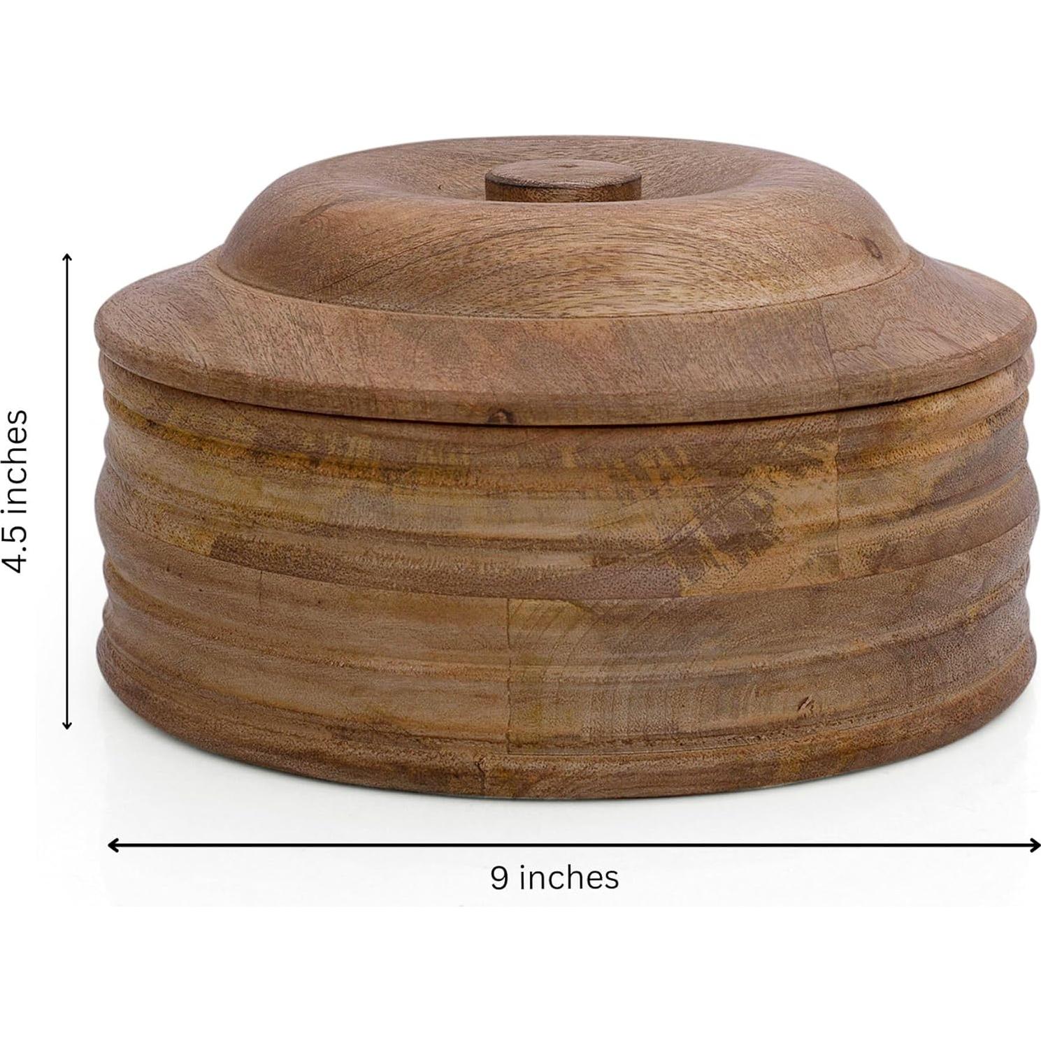 Cesta Calentadora de Tortillas de Madera El Gran Bazar Indio 22.86 cm