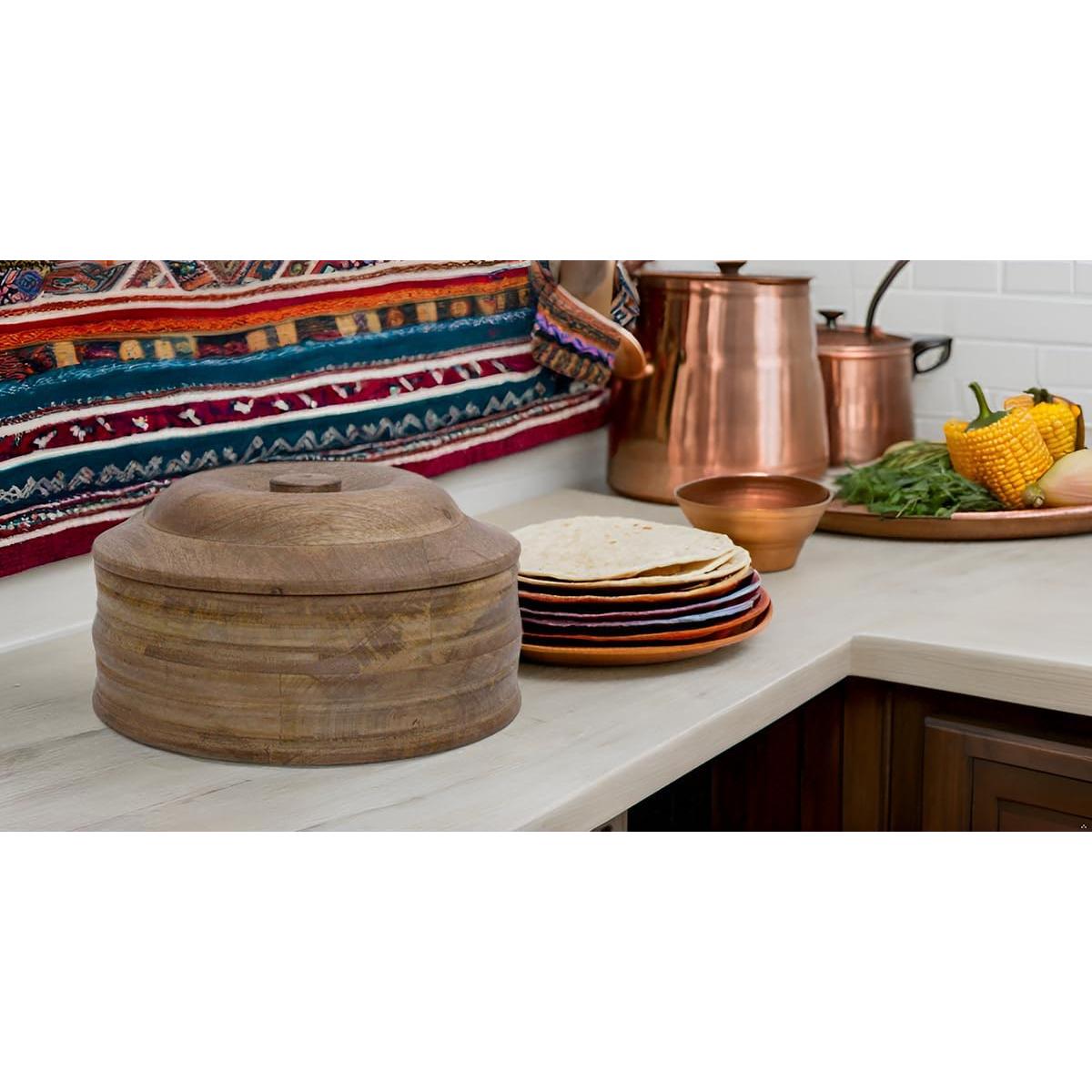 Cesta Calentadora de Tortillas de Madera El Gran Bazar Indio 22.86 cm