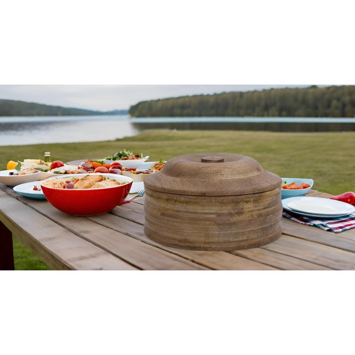 Cesta Calentadora de Tortillas de Madera El Gran Bazar Indio 22.86 cm