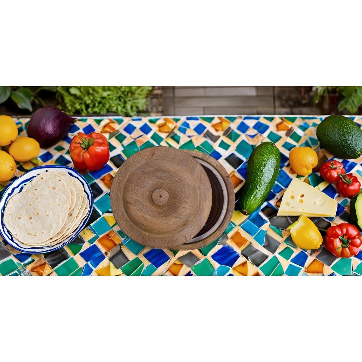 Cesta Calentadora de Tortillas de Madera El Gran Bazar Indio 22.86 cm