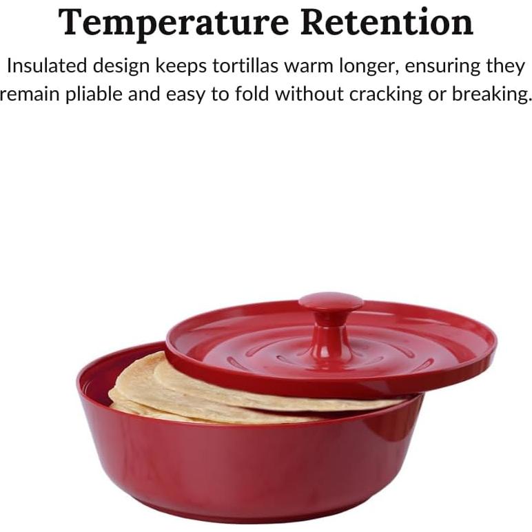 Conservador de Tortillas Prepara Rojo - Capacidad 16 Tortillas