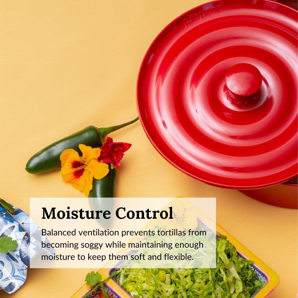 Conservador de Tortillas Prepara Rojo - Capacidad 16 Tortillas