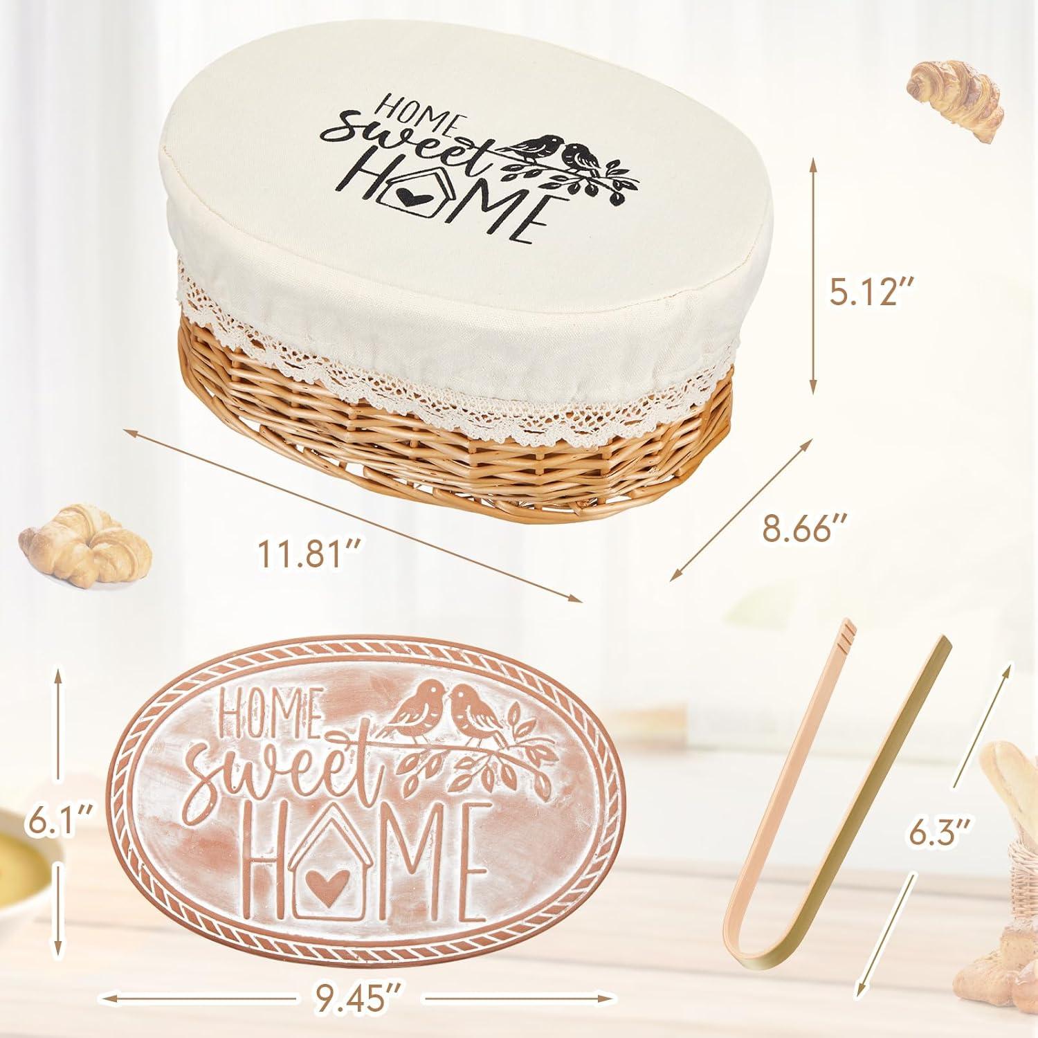 Cesta Calentadora de Pan Romooa con Piedra y Tapa 30x22 cm