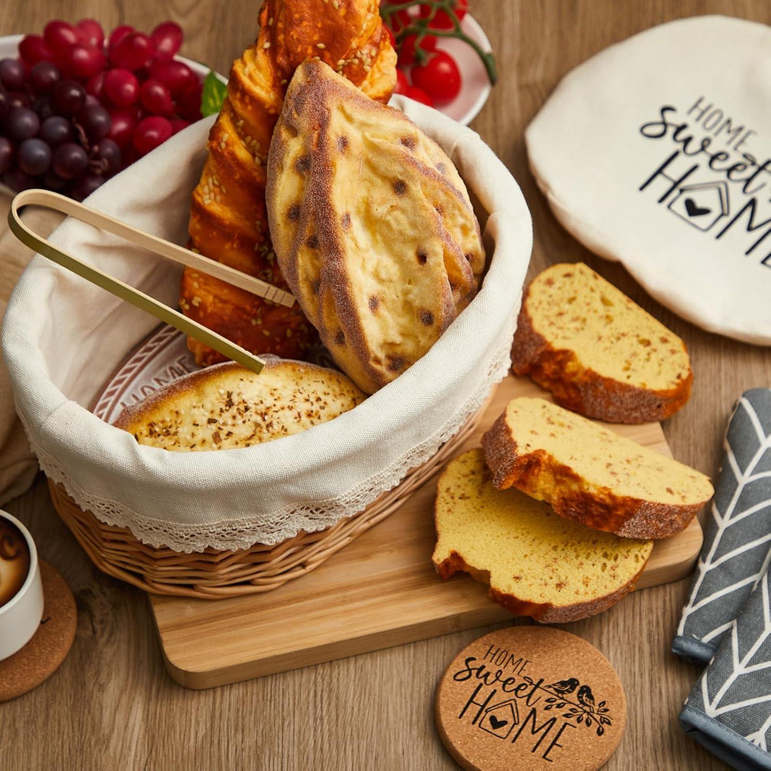 Cesta Calentadora de Pan Romooa con Piedra y Tapa 30x22 cm