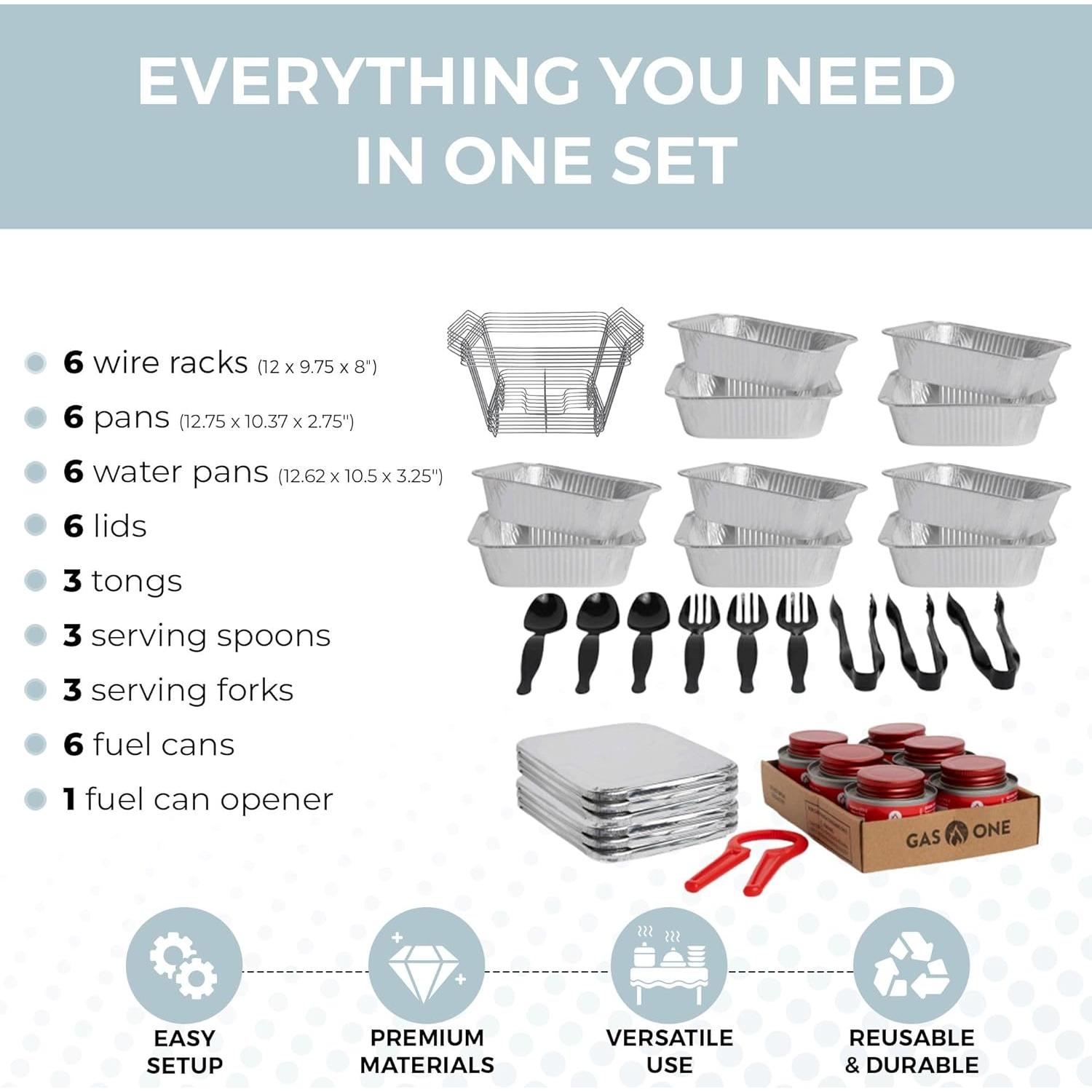 Juego de Platos de Chafing Desechables Alpha Living - 6 Piezas