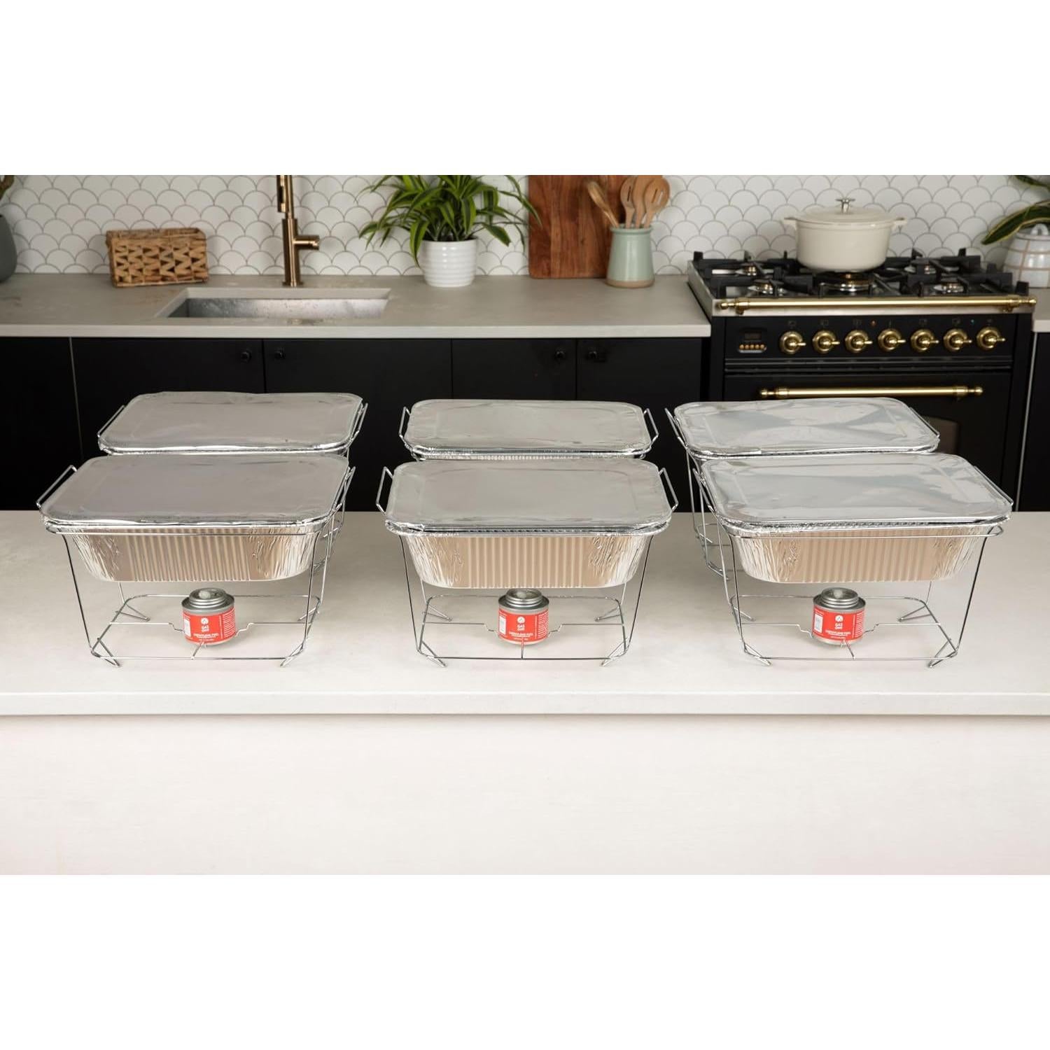 Juego de Platos de Chafing Desechables Alpha Living - 6 Piezas