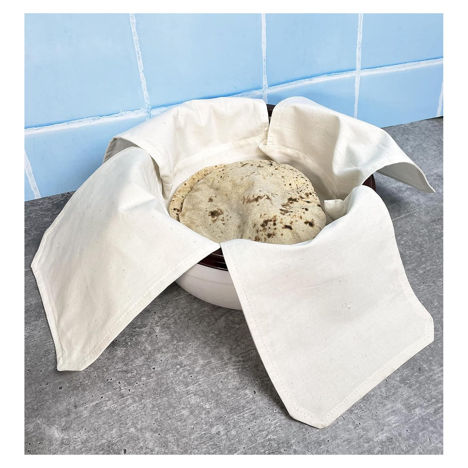 Envoltura de Tela de Algodón Doble Capa para Chapati 18x18cm