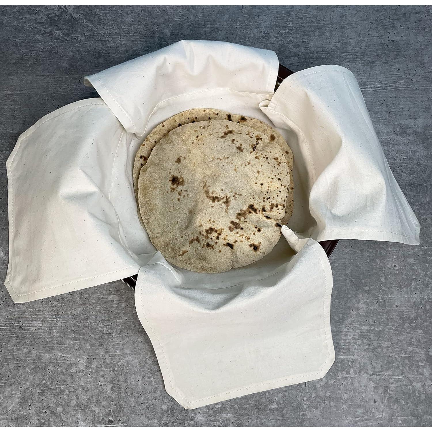 Envoltura de Tela de Algodón Doble Capa para Chapati 18x18cm