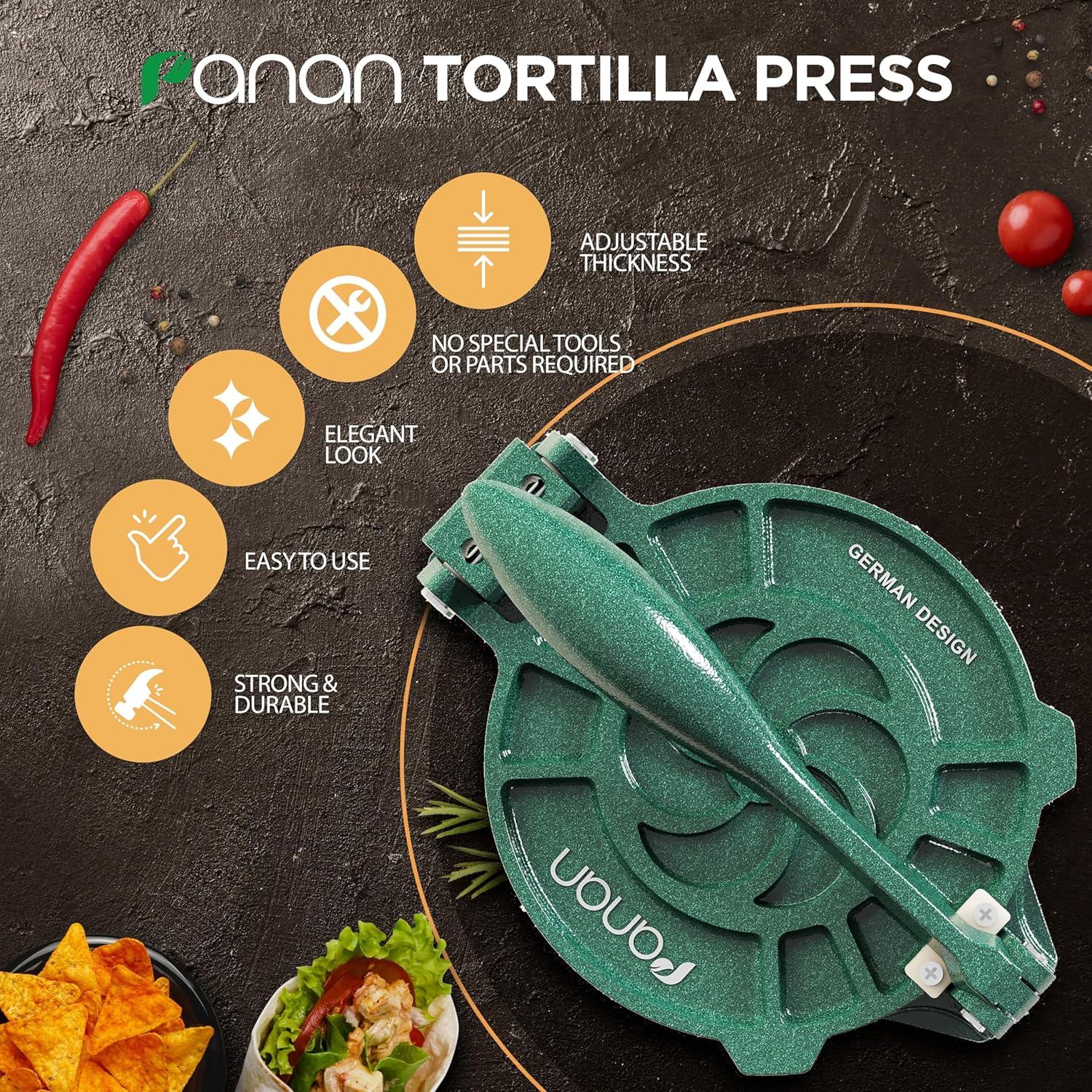 Prensa de Tortilla 20 cm Panan con Control de Grosor y Accesorios