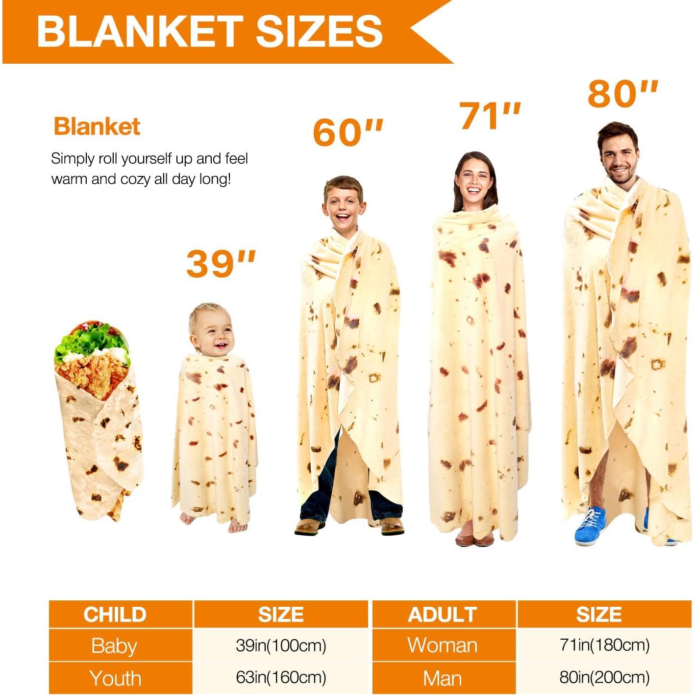 Manta de Tortilla Burrito Hatisan 180 cm Franela Suave