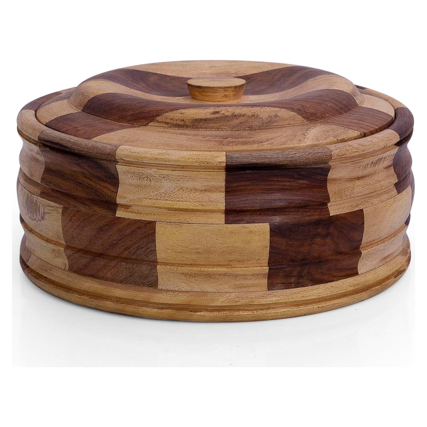 Cesta Calentadora de Tortillas de Madera The Great Indian Bazaar 22.86 cm