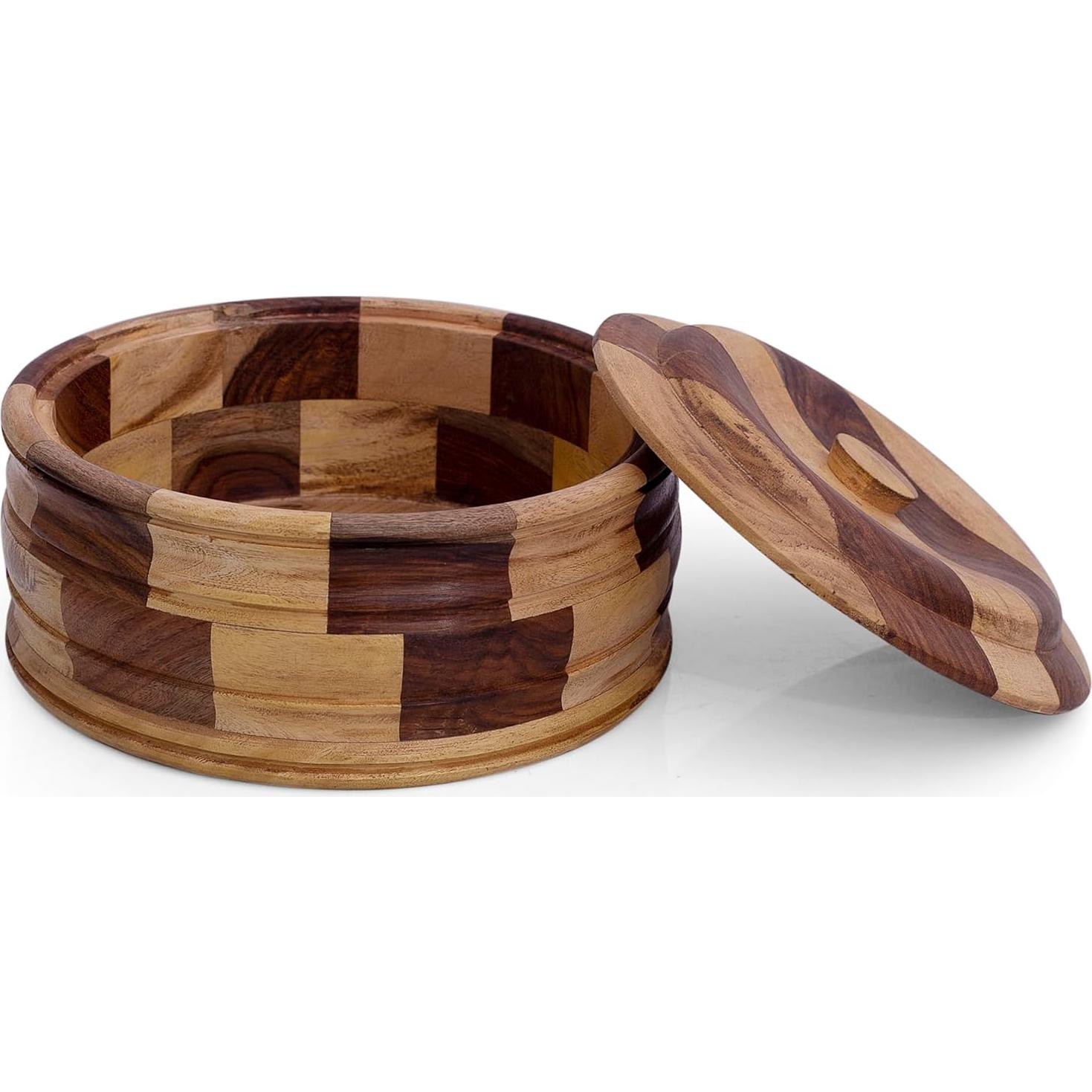 Cesta Calentadora de Tortillas de Madera The Great Indian Bazaar 22.86 cm