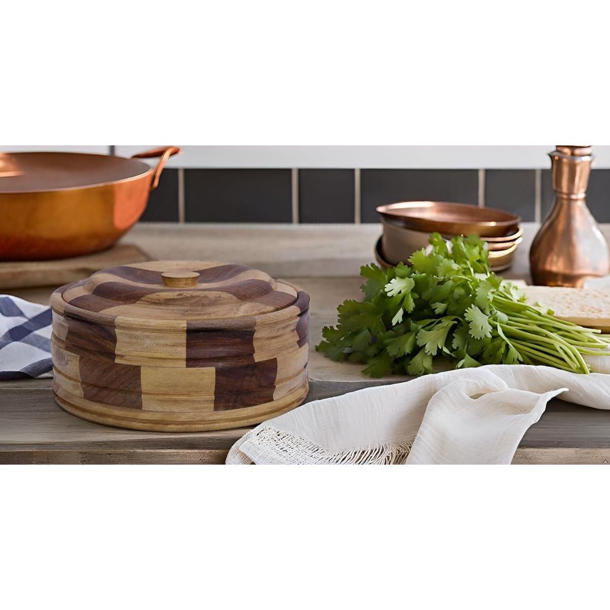 Cesta Calentadora de Tortillas de Madera The Great Indian Bazaar 22.86 cm