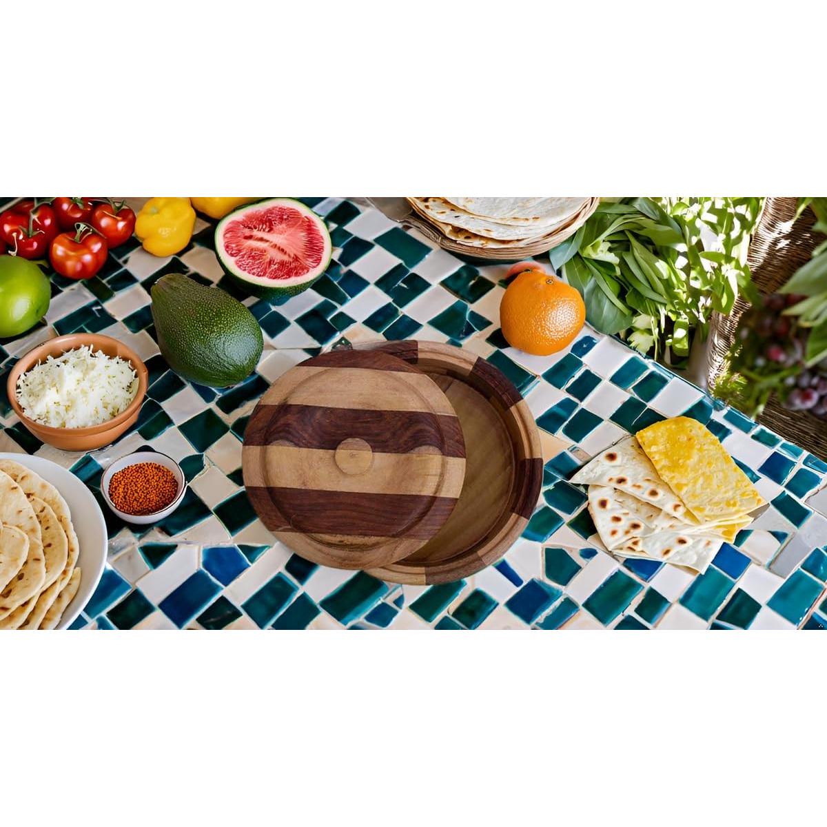 Cesta Calentadora de Tortillas de Madera The Great Indian Bazaar 22.86 cm