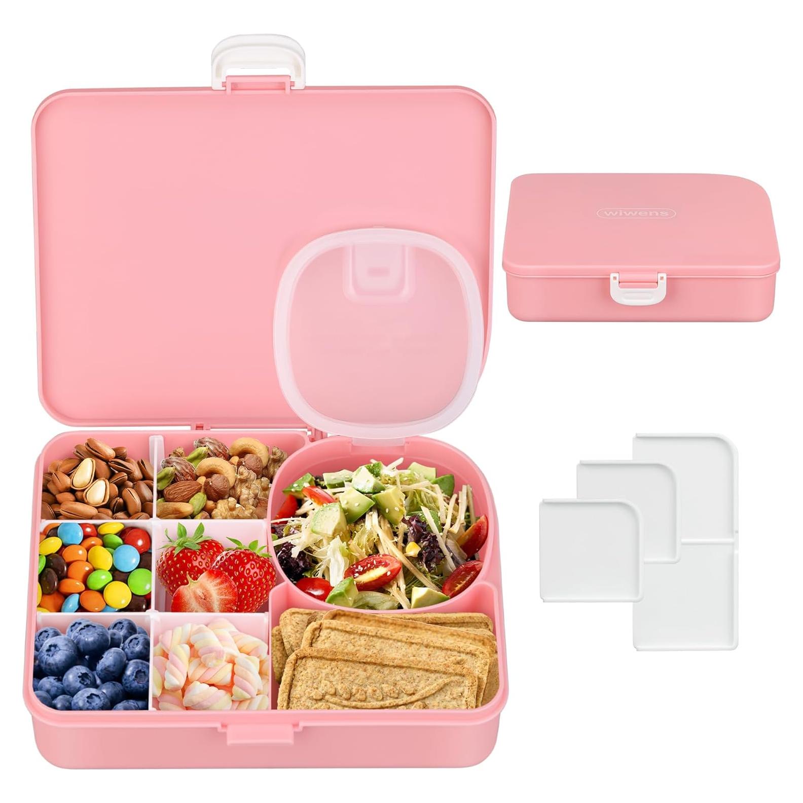 Caja Snackle Reutilizable Wiwens 800ml Rosa con Divisores