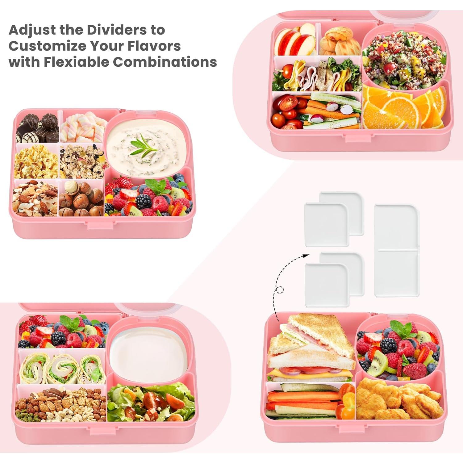 Caja Snackle Reutilizable Wiwens 800ml Rosa con Divisores