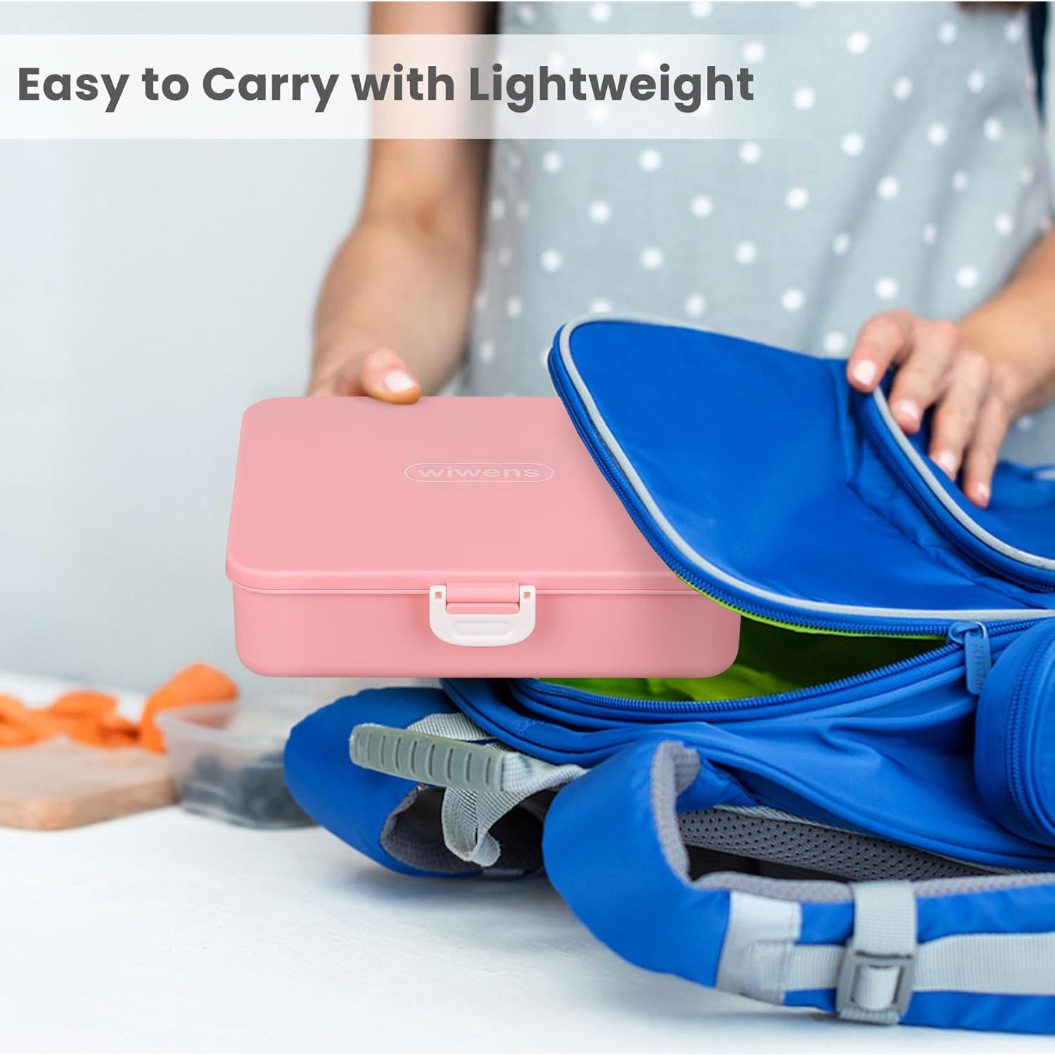 Caja Snackle Reutilizable Wiwens 800ml Rosa con Divisores