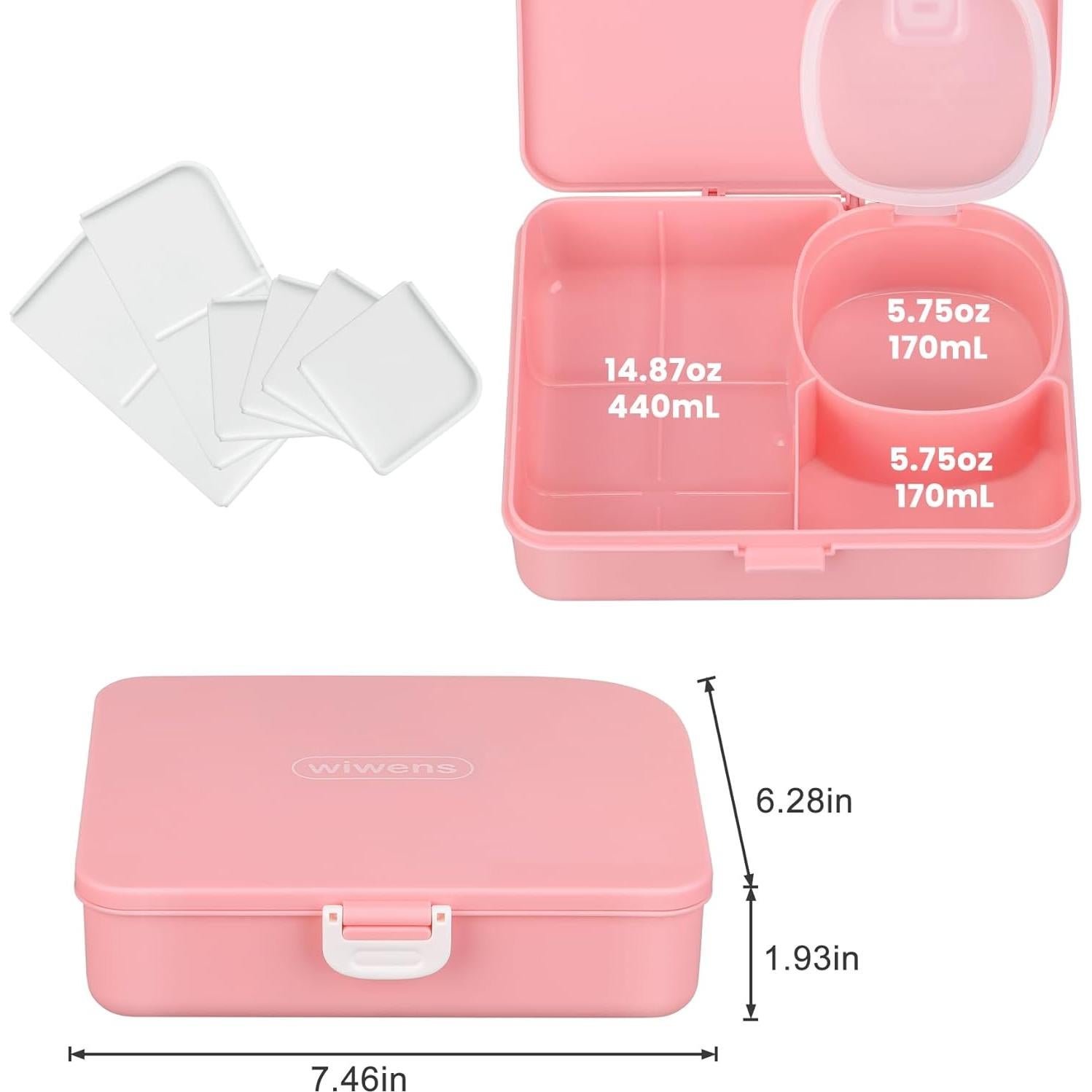 Caja Snackle Reutilizable Wiwens 800ml Rosa con Divisores