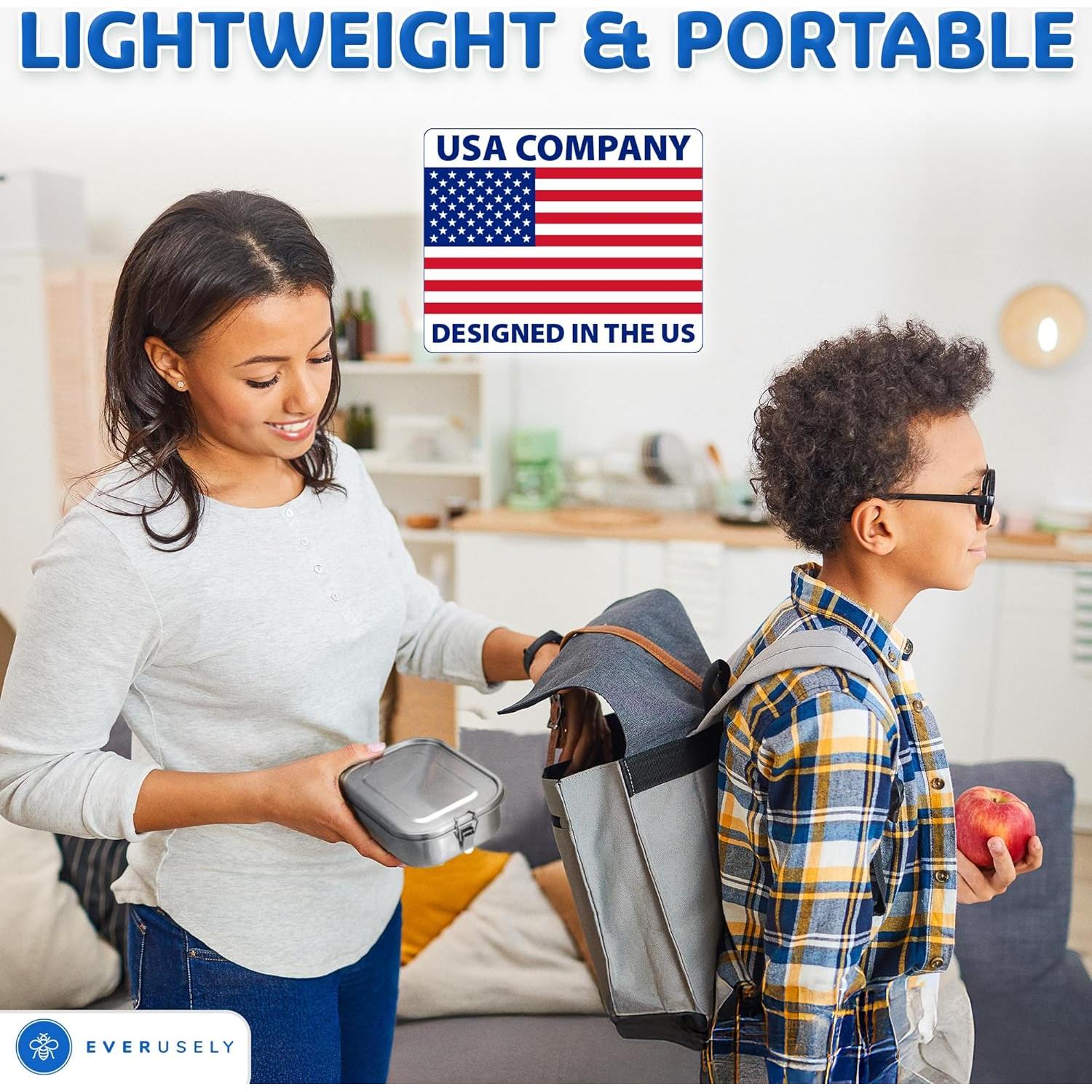 Caja de Almuerzo de Acero Inoxidable Everusely 800ml - 2 Divisores