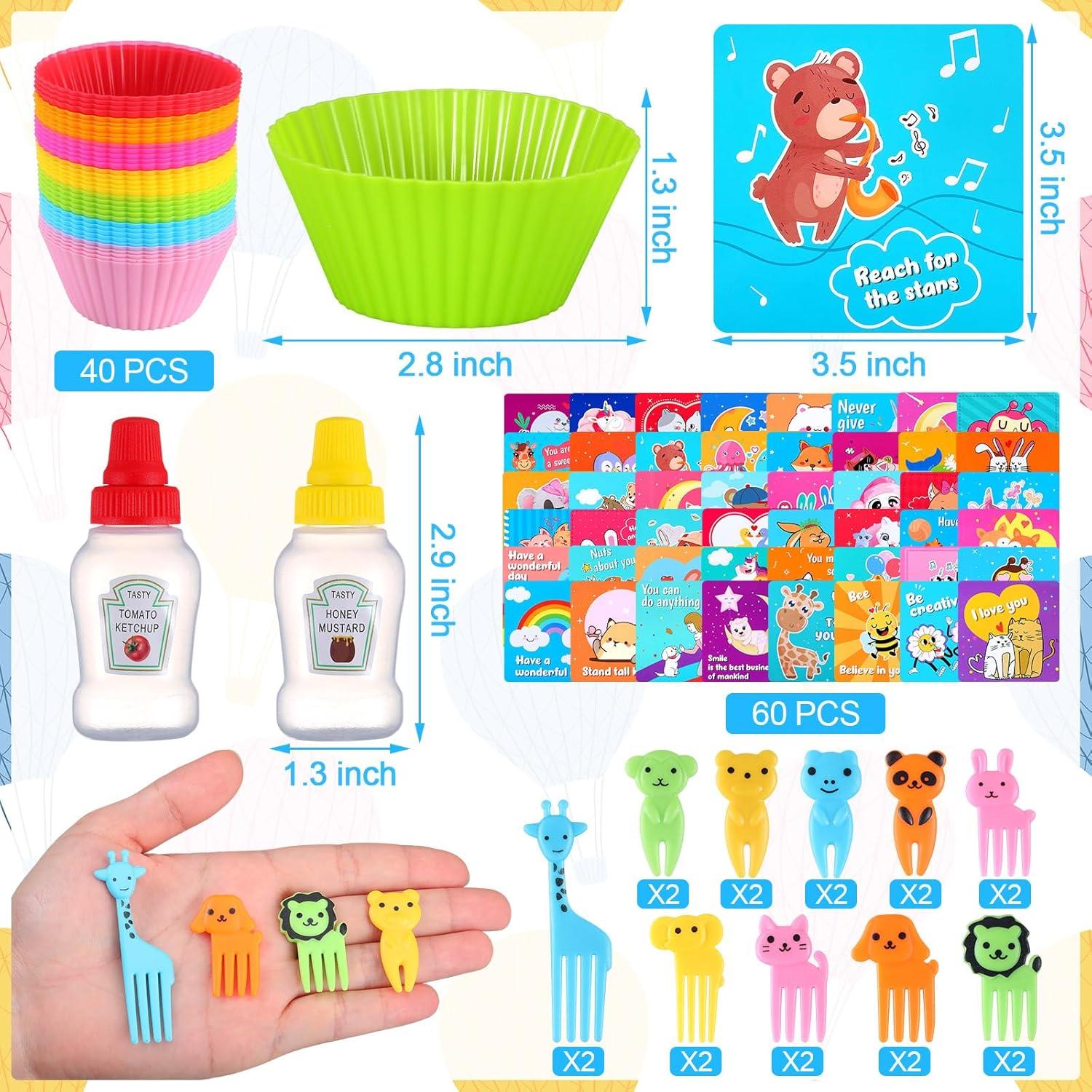 Kit de Almuerzo Infantil SiliFine 144 Pcs - Divisores, Notas y Palillos