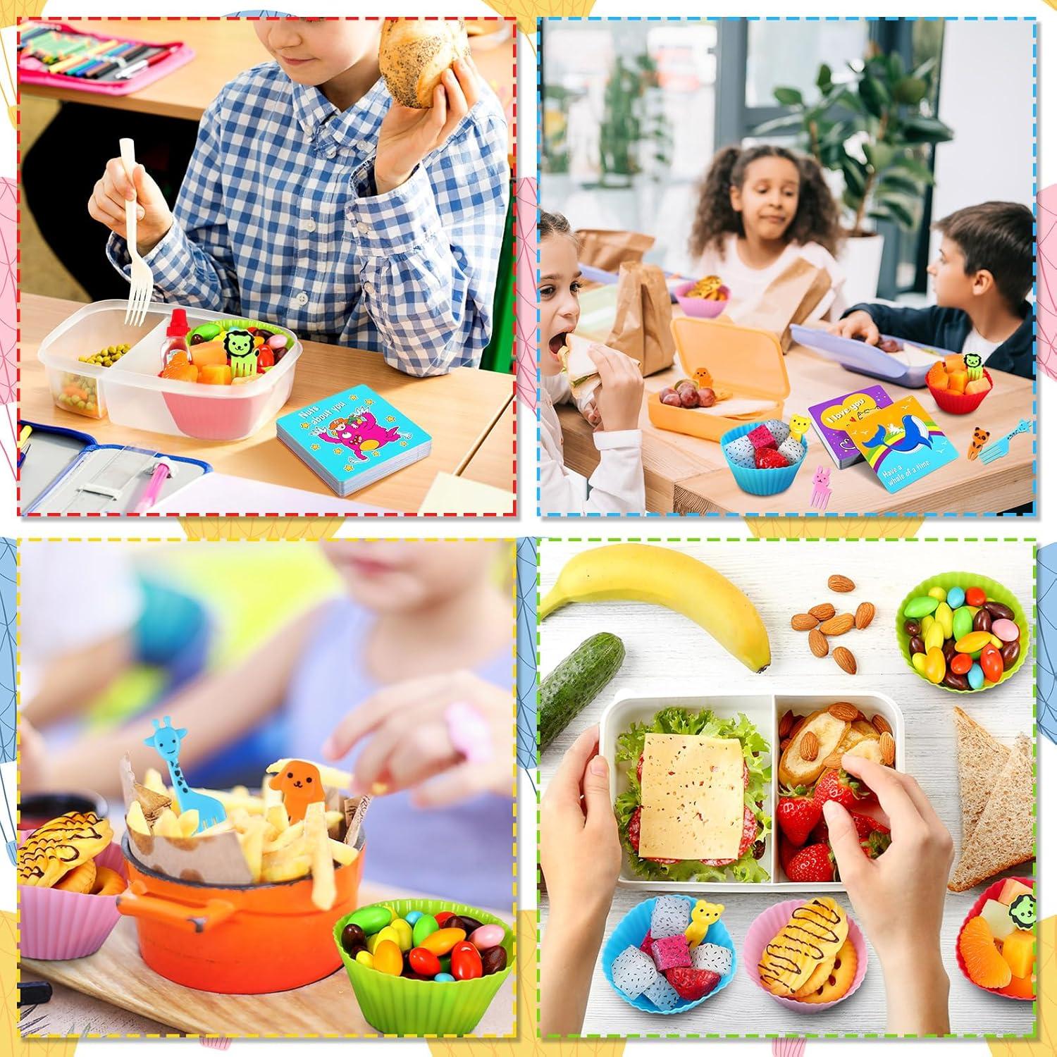 Kit de Almuerzo Infantil SiliFine 144 Pcs - Divisores, Notas y Palillos