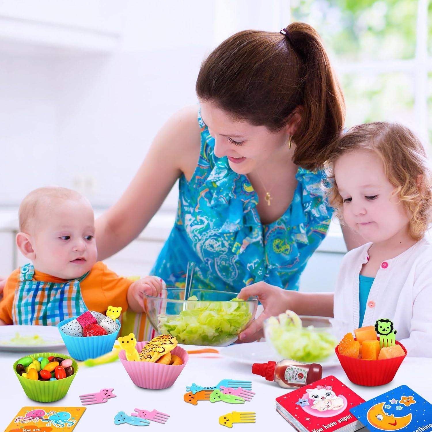 Kit de Almuerzo Infantil SiliFine 144 Pcs - Divisores, Notas y Palillos