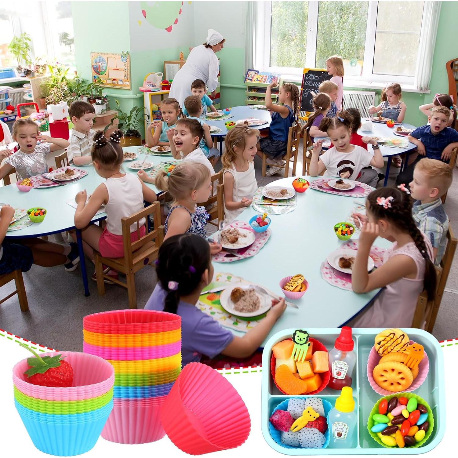 Kit de Almuerzo Infantil SiliFine 144 Pcs - Divisores, Notas y Palillos
