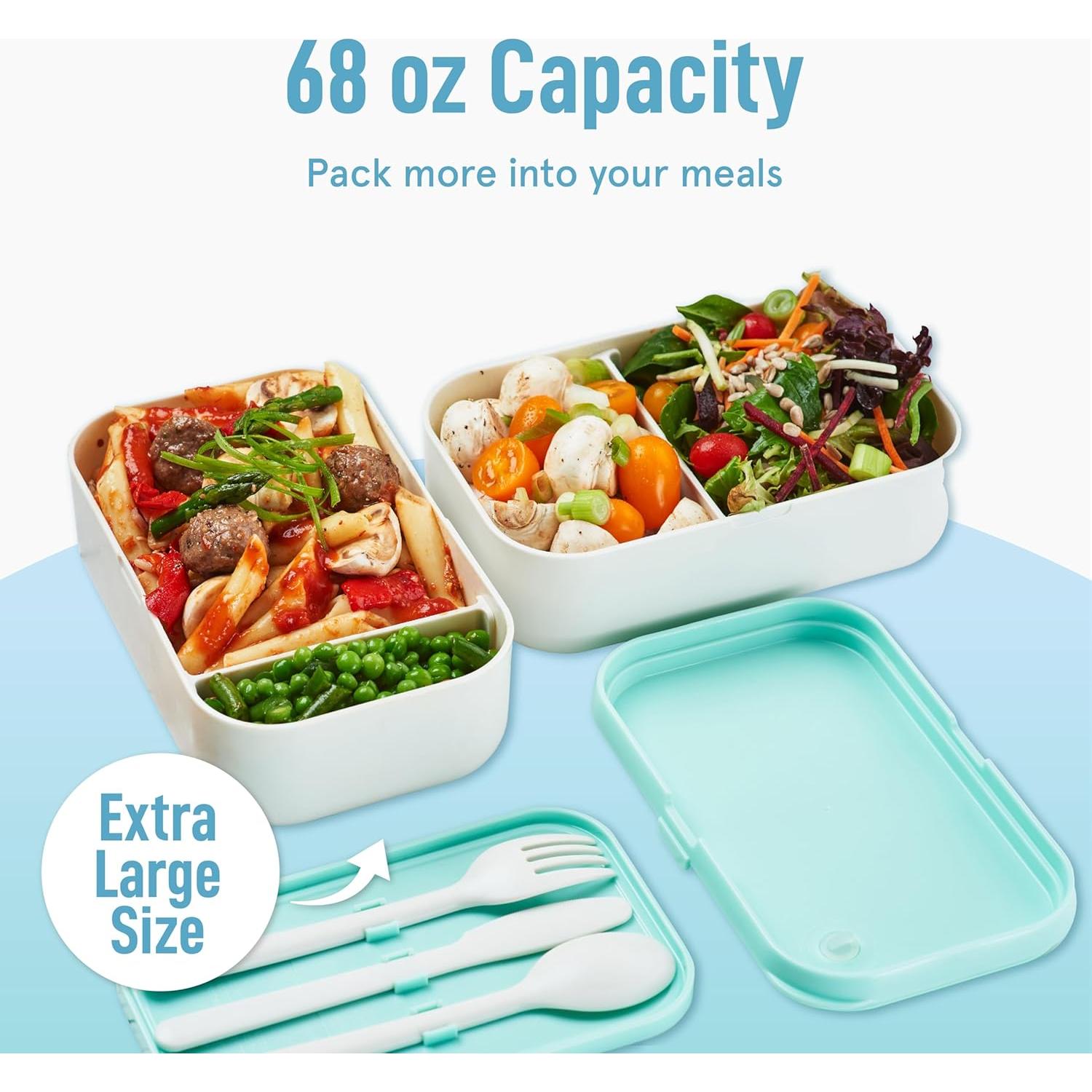 Caja Bento Doble KARRICO Verde Menta 2.01L a Prueba de Fugas