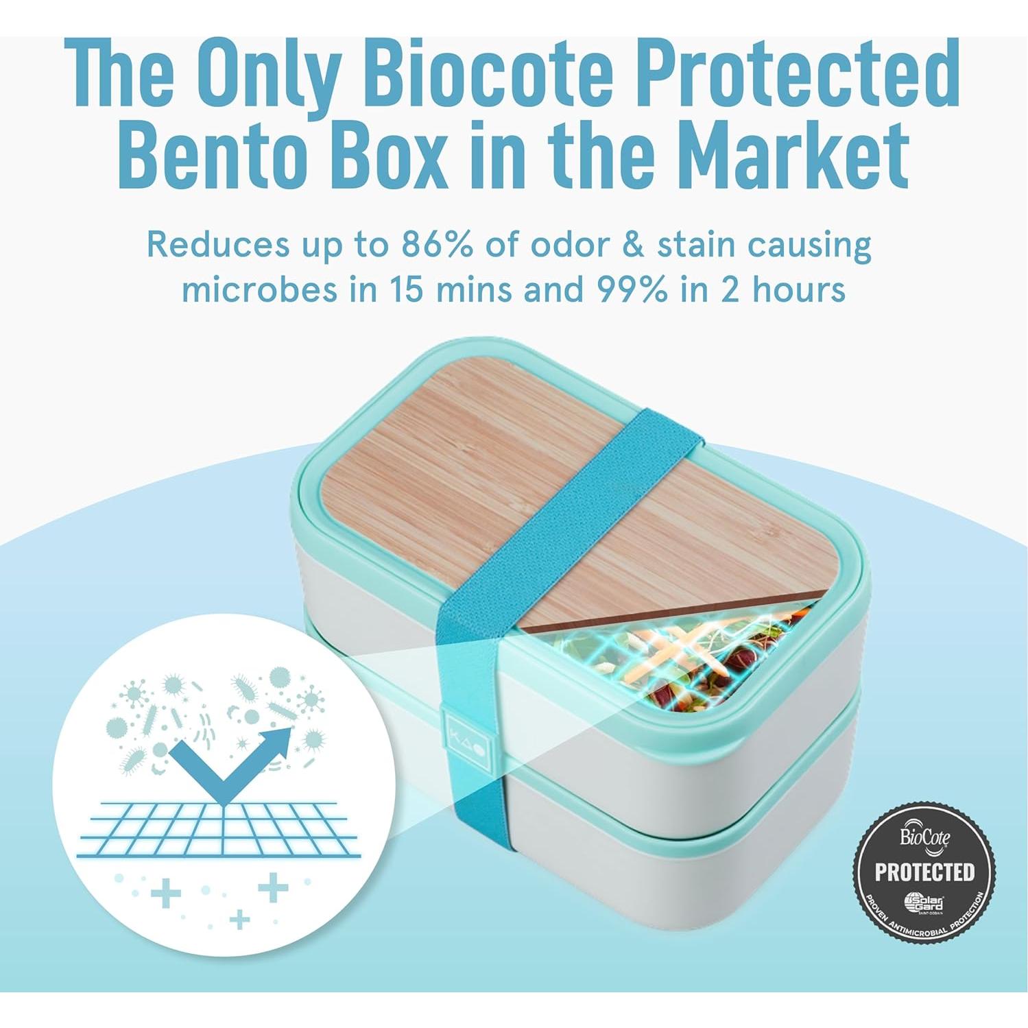 Caja Bento Doble KARRICO Verde Menta 2.01L a Prueba de Fugas