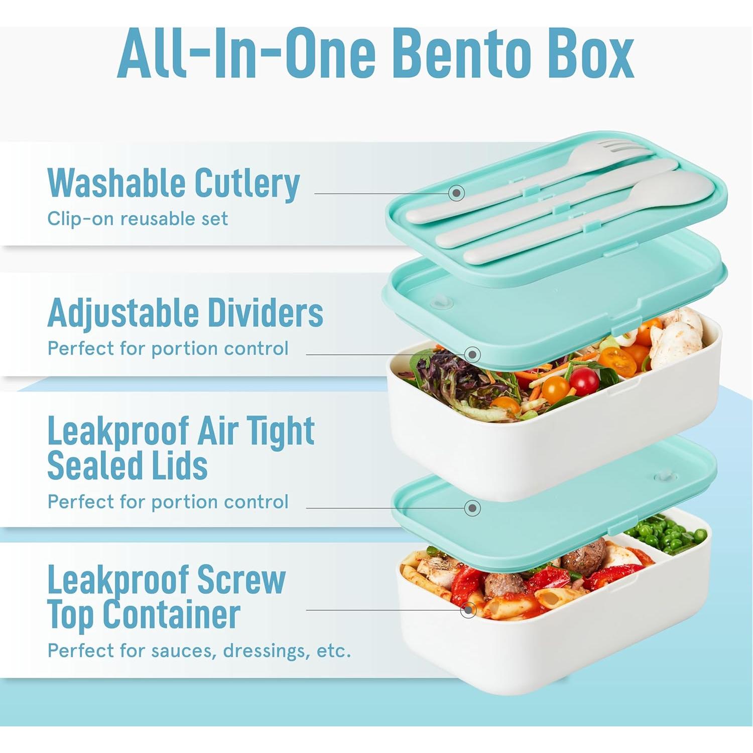 Caja Bento Doble KARRICO Verde Menta 2.01L a Prueba de Fugas