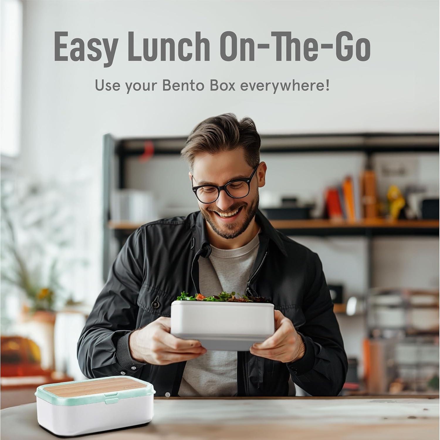 Caja Bento Doble KARRICO Verde Menta 2.01L a Prueba de Fugas