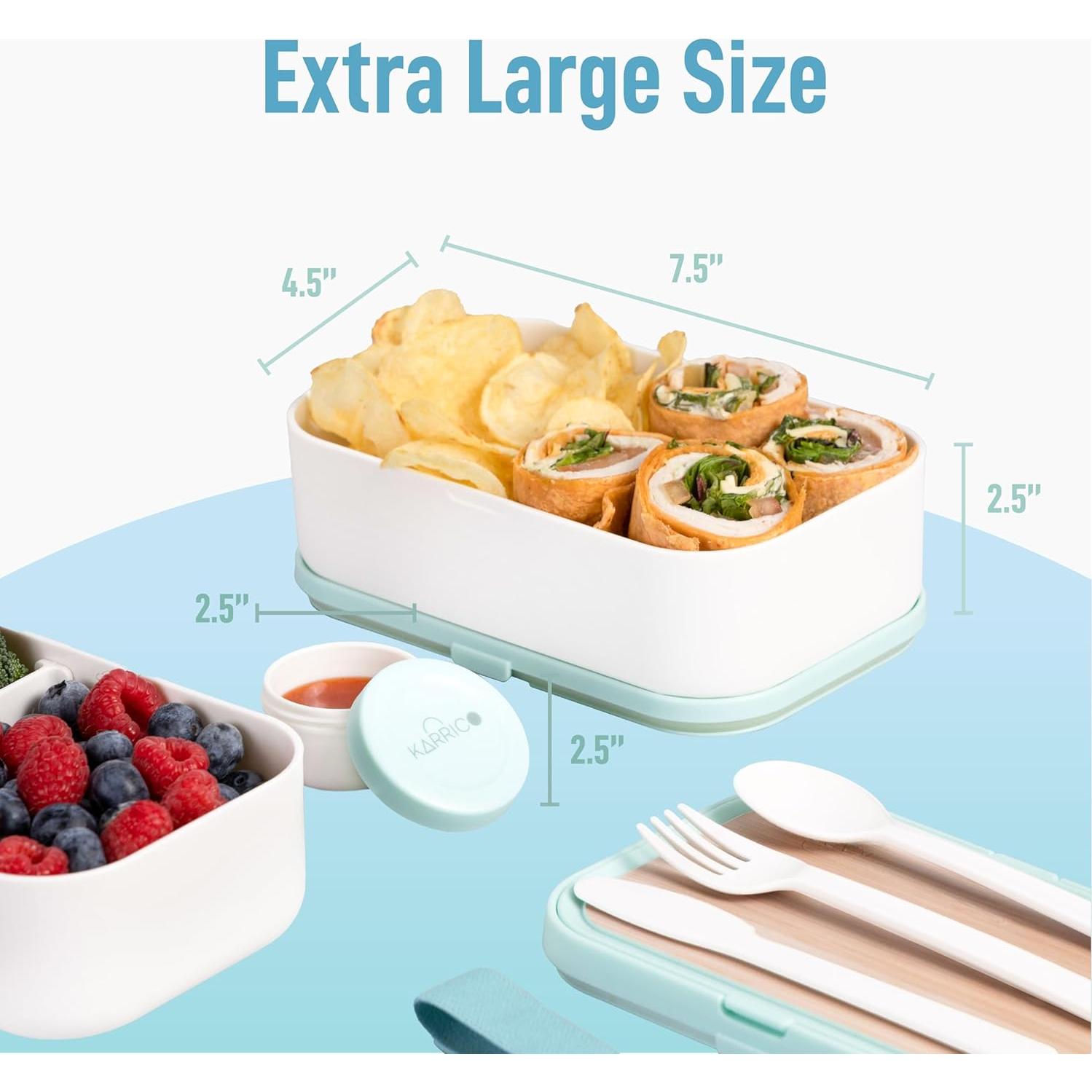 Caja Bento Doble KARRICO Verde Menta 2.01L a Prueba de Fugas