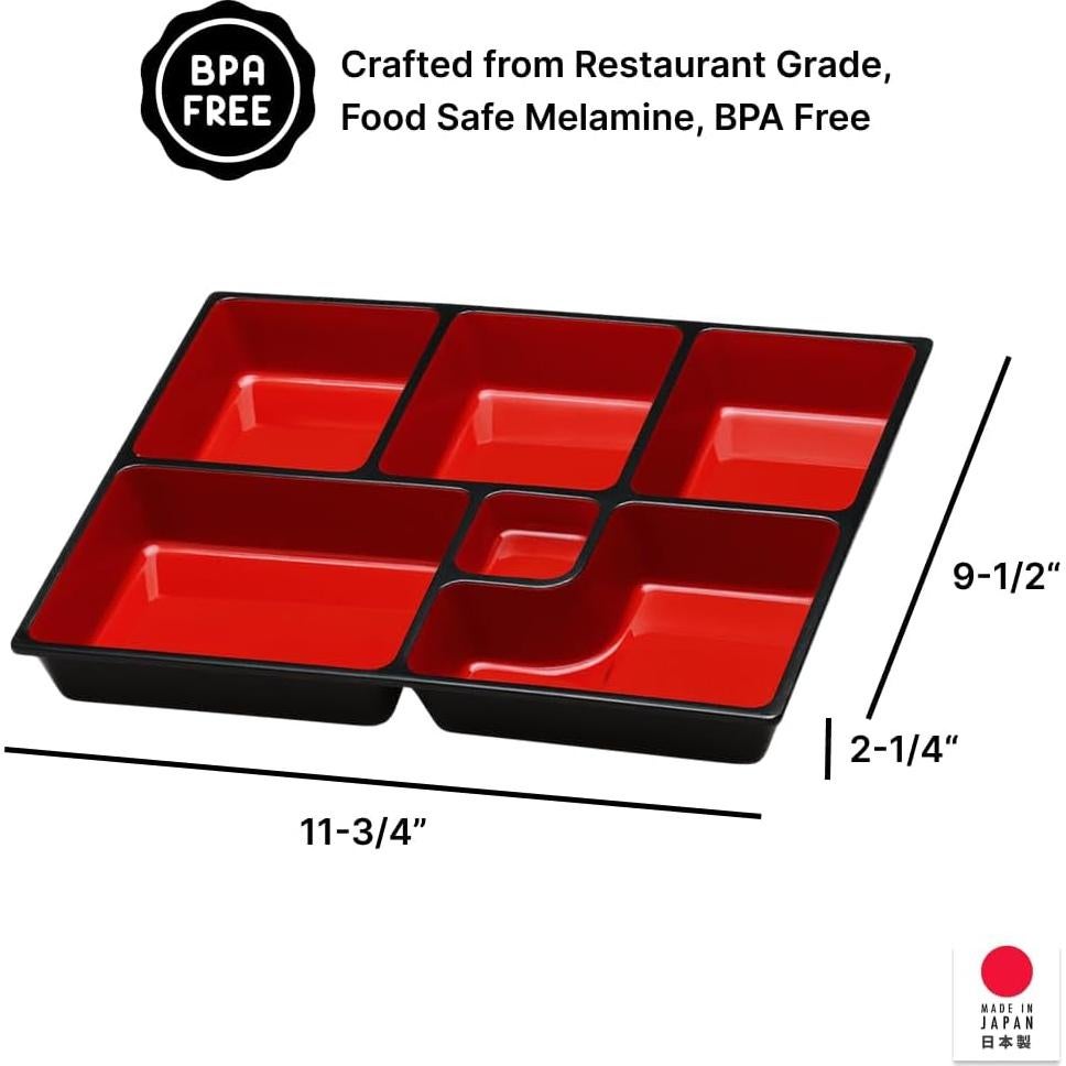 Caja Bento JapanBargain 1594 6 Compartimentos Plástico Laca 29.85x24.13cm