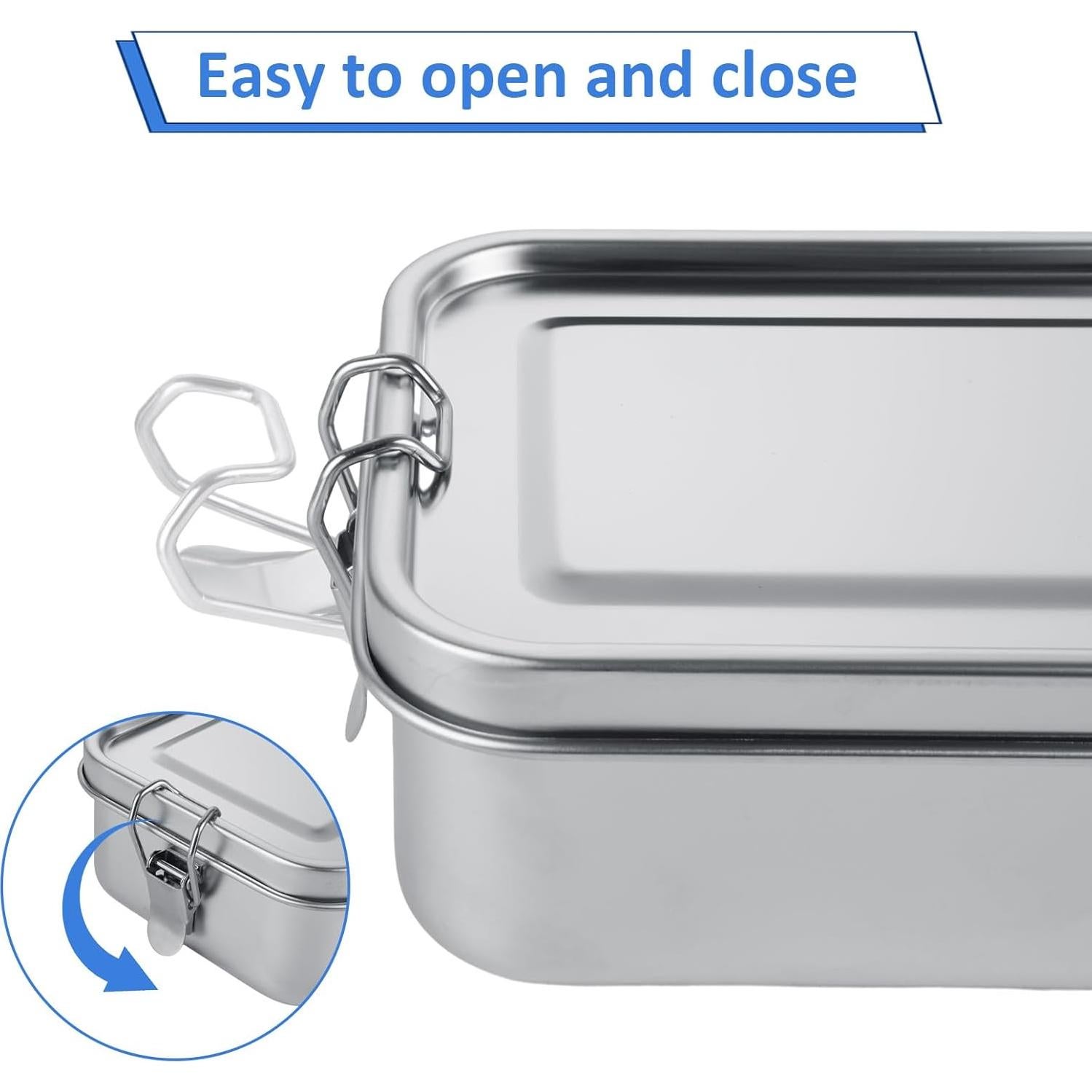 Caja Bento Acero Inoxidable ZOFORTY 4Pcs 850ml a Prueba de Fugas