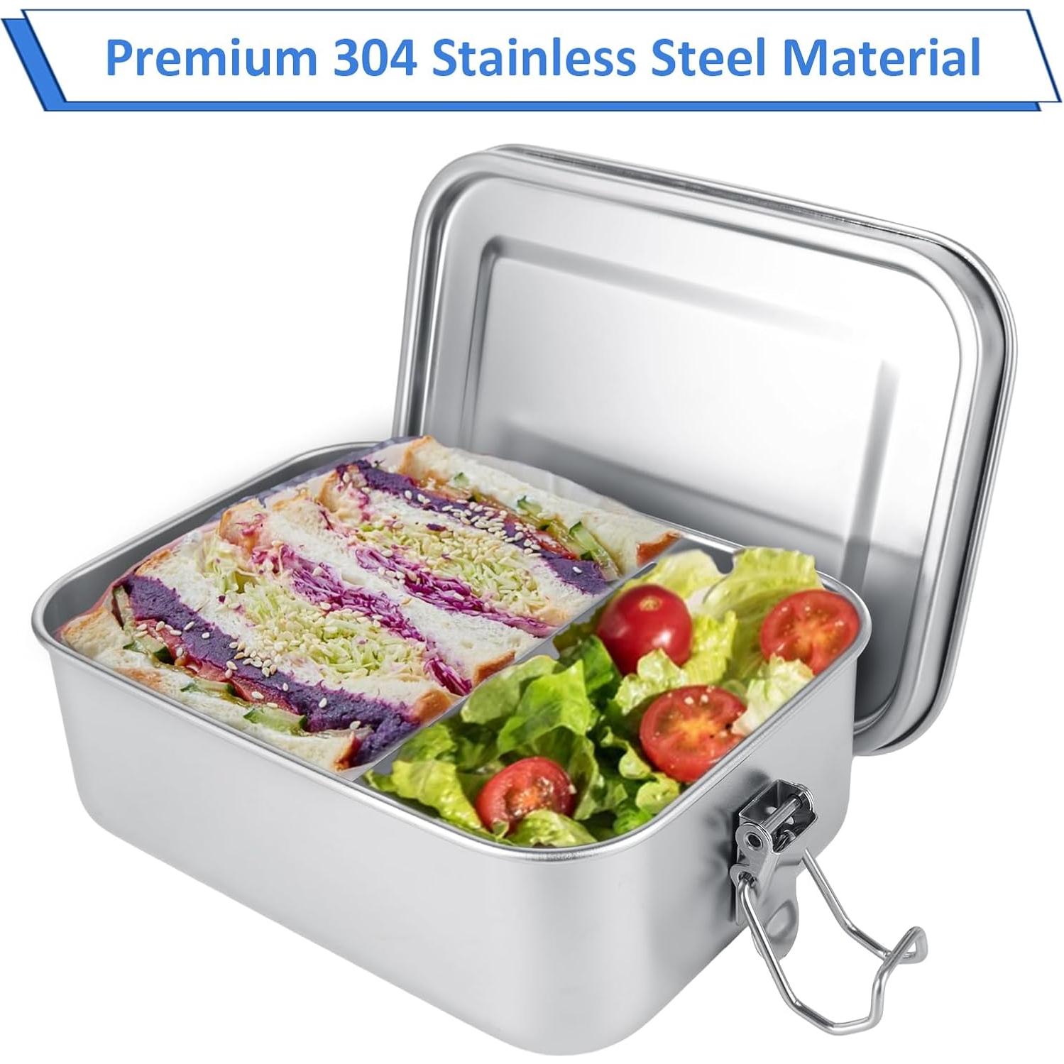 Caja Bento Acero Inoxidable ZOFORTY 4Pcs 850ml a Prueba de Fugas