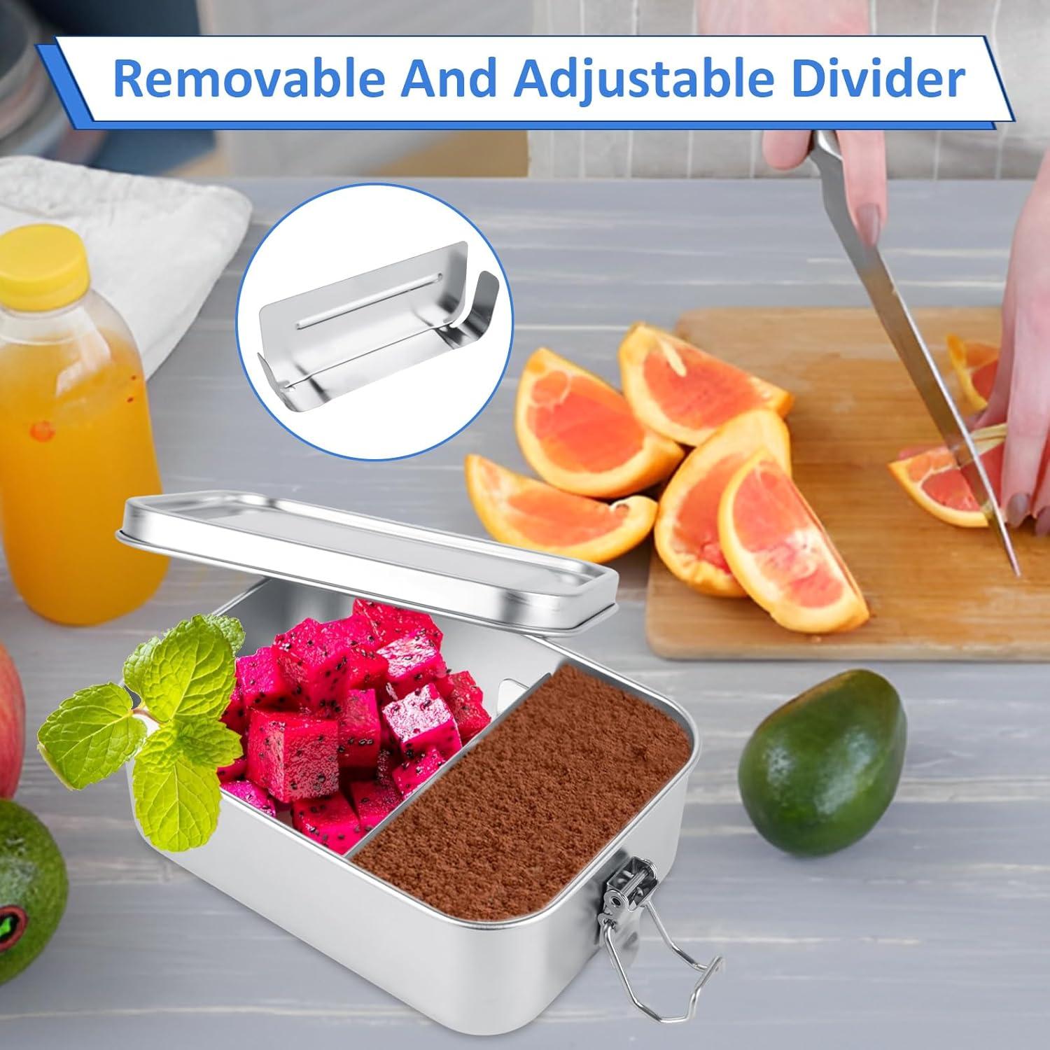 Caja Bento Acero Inoxidable ZOFORTY 4Pcs 850ml a Prueba de Fugas