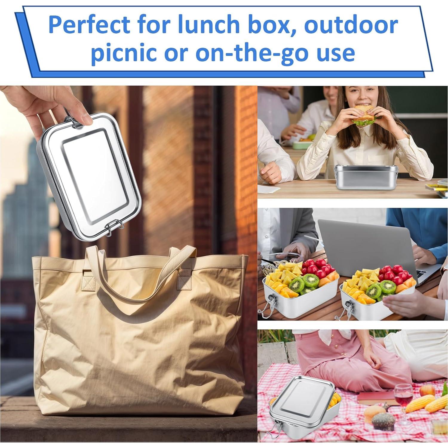 Caja Bento Acero Inoxidable ZOFORTY 4Pcs 850ml a Prueba de Fugas