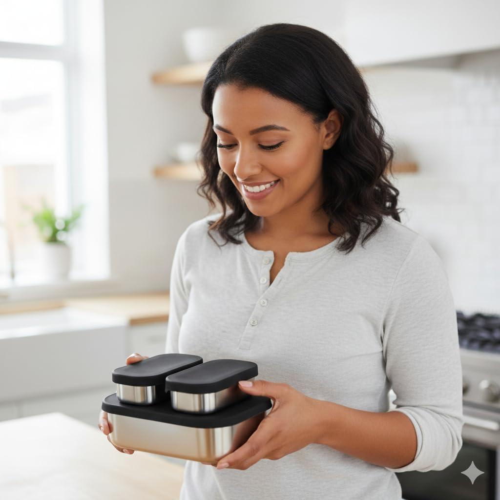 Contenedor de Almuerzo de Acero Inoxidable Modaniam 3 Compartimentos