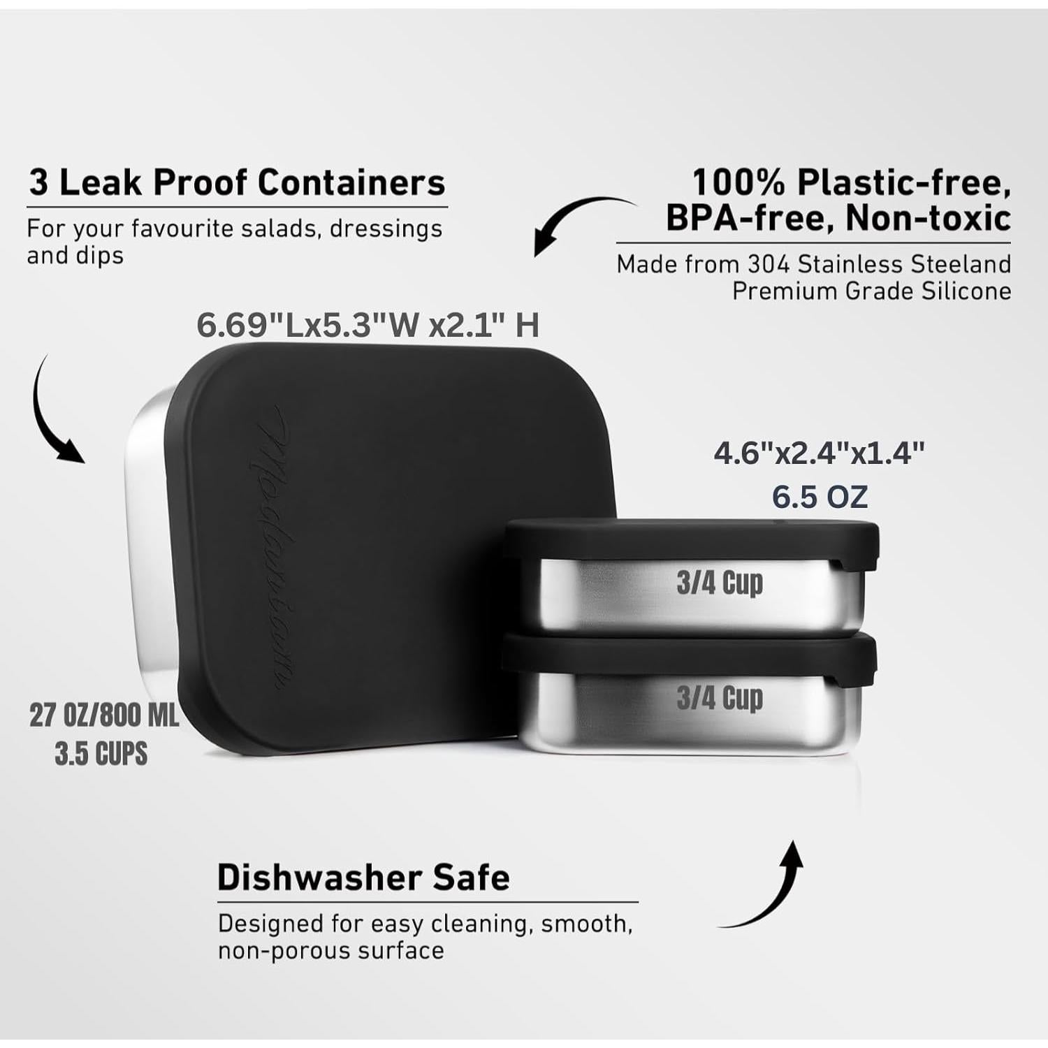 Contenedor de Almuerzo de Acero Inoxidable Modaniam 3 Compartimentos