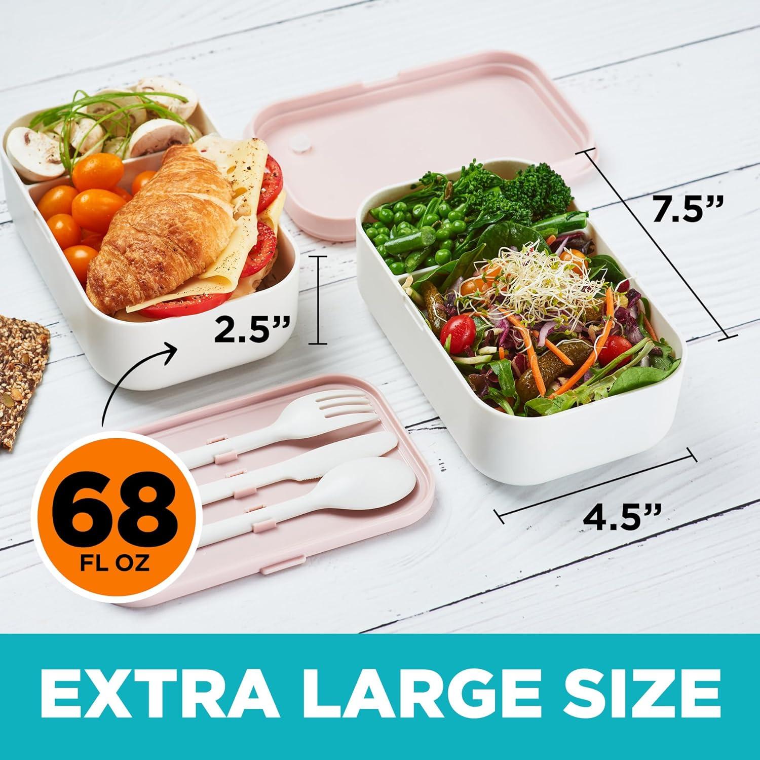 Caja Bento Doble KARRICO Rosa Polvoriento 2.0L A Prueba de Fugas