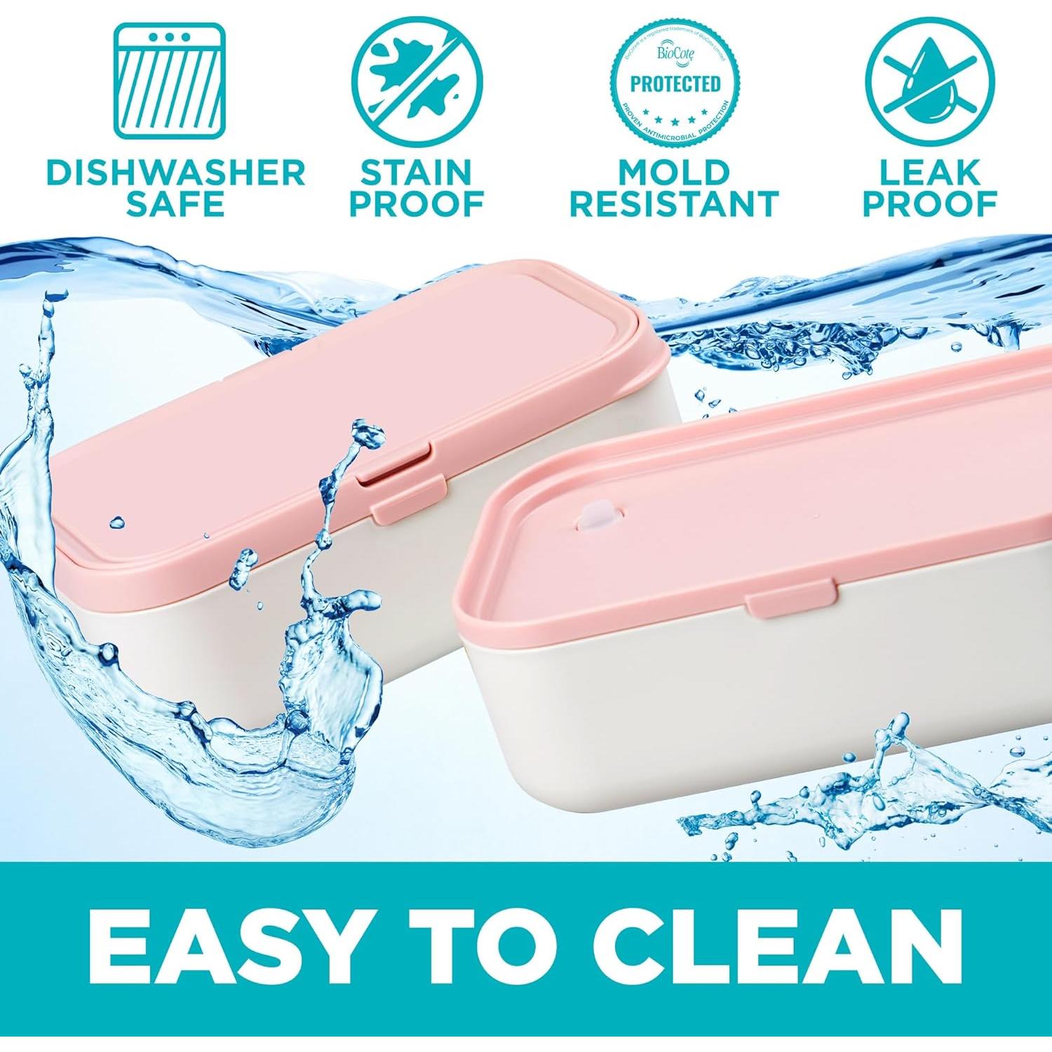 Caja Bento Doble KARRICO Rosa Polvoriento 2.0L A Prueba de Fugas