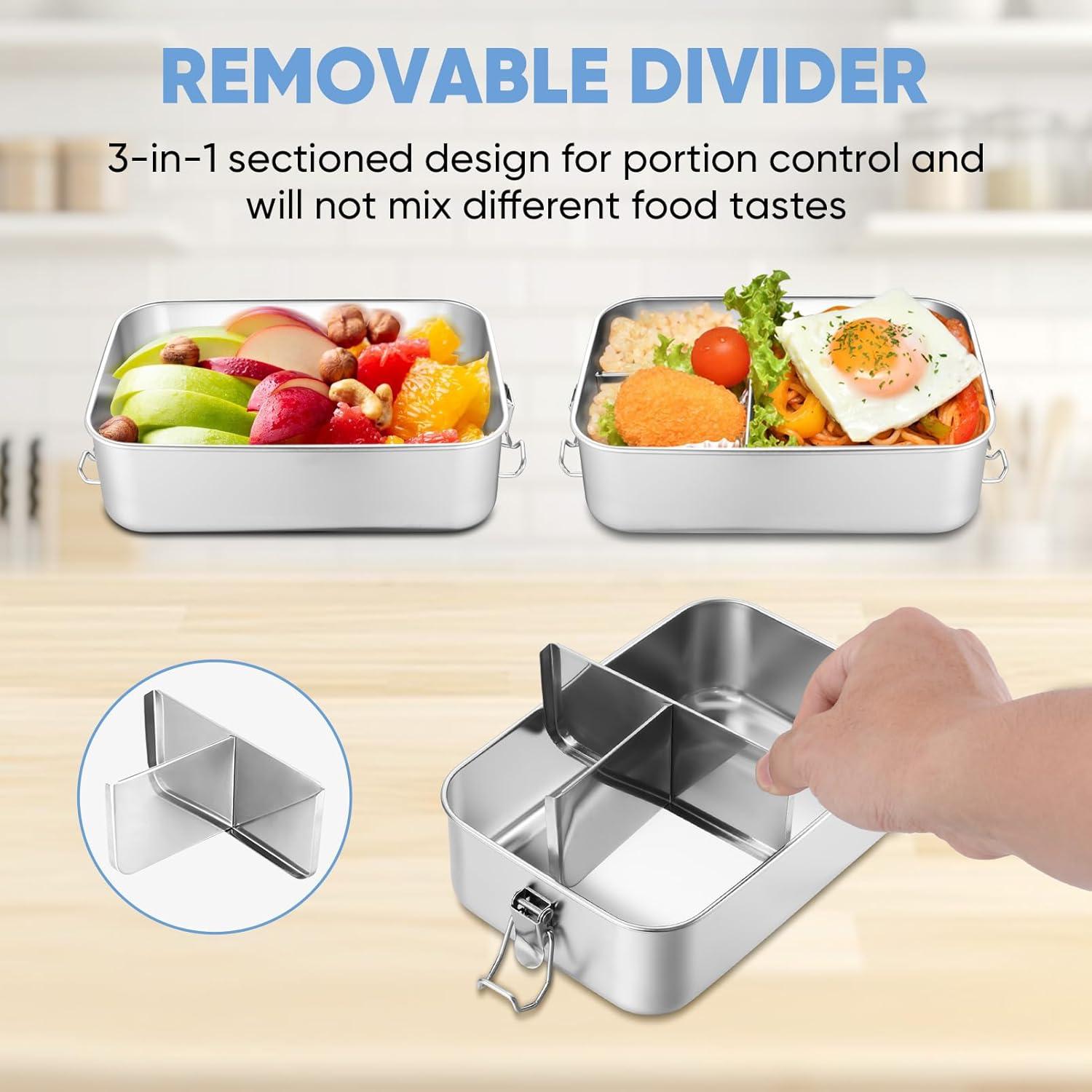 Caja Bento de Acero Inoxidable TeamFar 1400ML Hermética