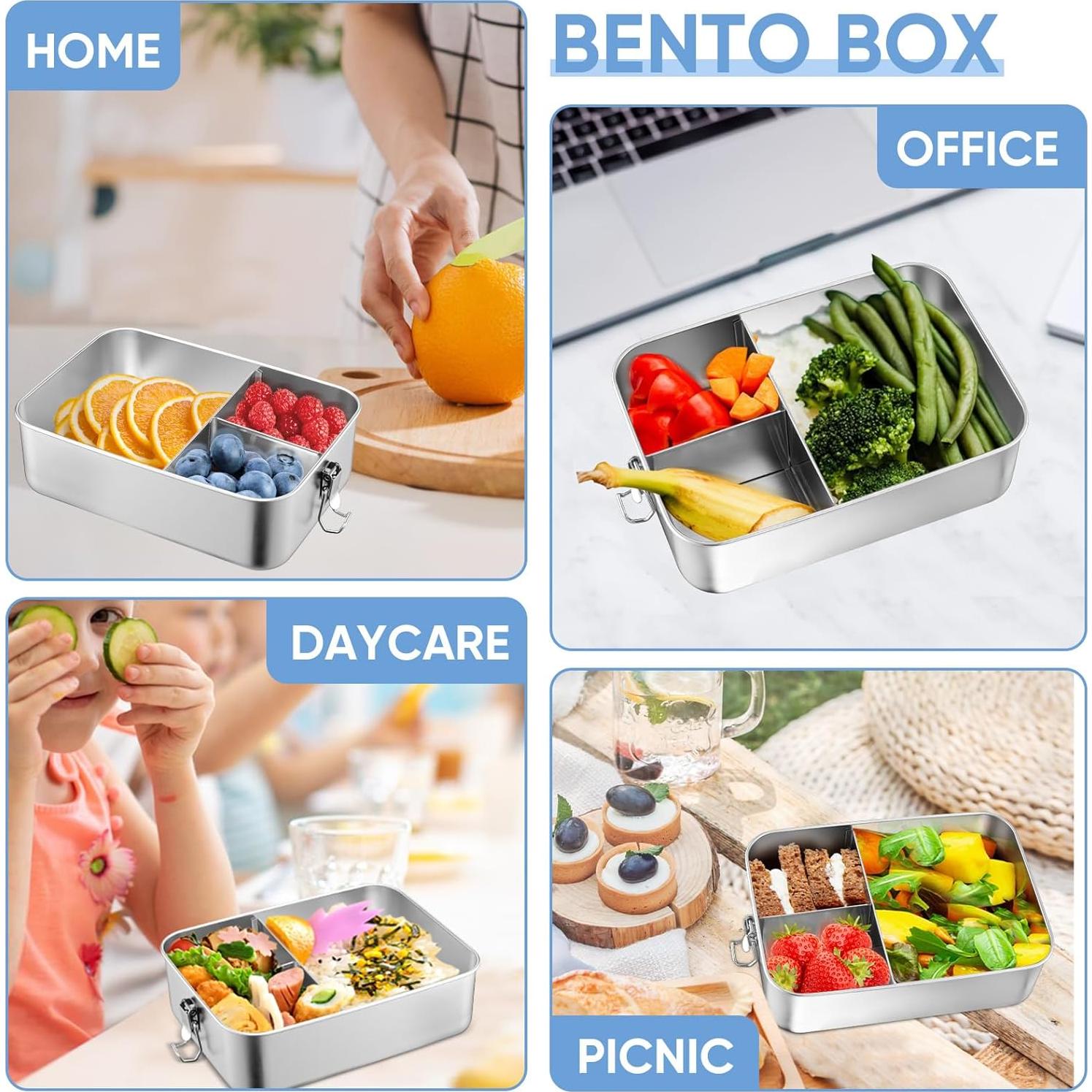 Caja Bento de Acero Inoxidable TeamFar 1400ML Hermética