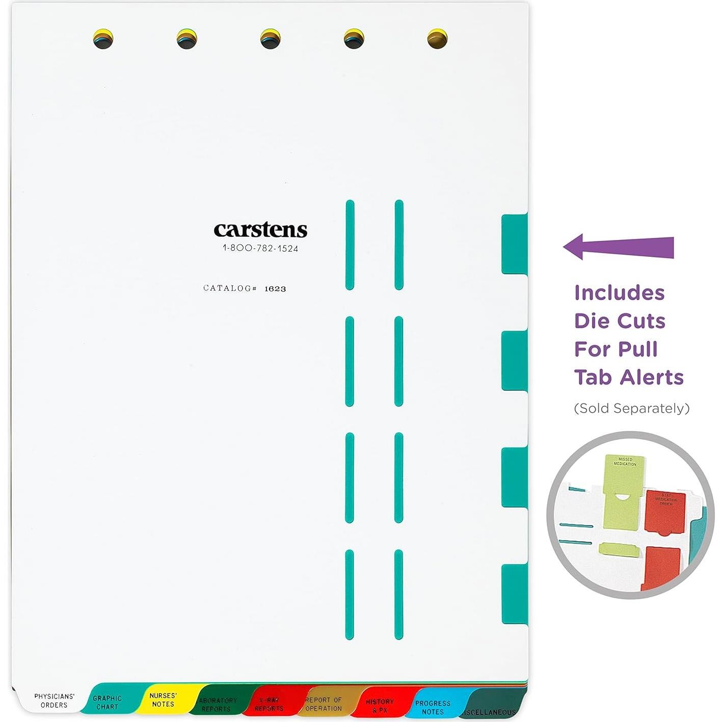 Divisores de Plástico Carstens 9 Pestañas para Carpetas Médicas