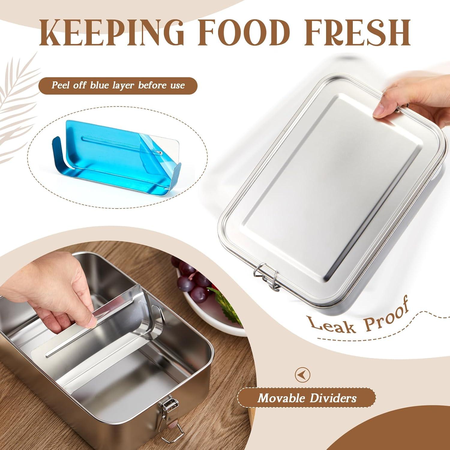 Caja Bento Acero Inoxidable Widecook 2400 ml 2 Pcs con Divisores