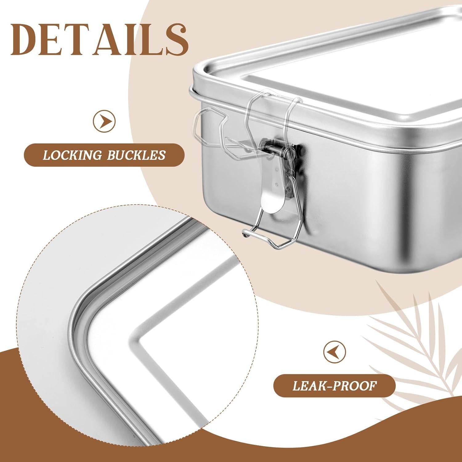 Caja Bento Acero Inoxidable Widecook 2400 ml 2 Pcs con Divisores