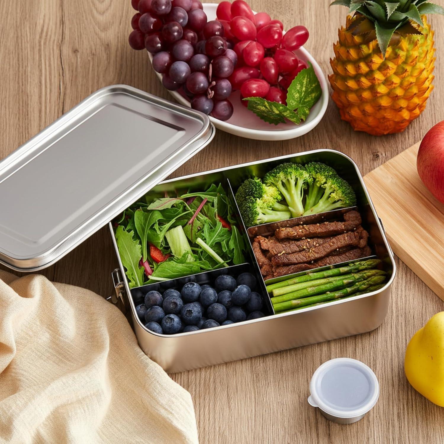 Caja Bento Acero Inoxidable Widecook 2400 ml 2 Pcs con Divisores