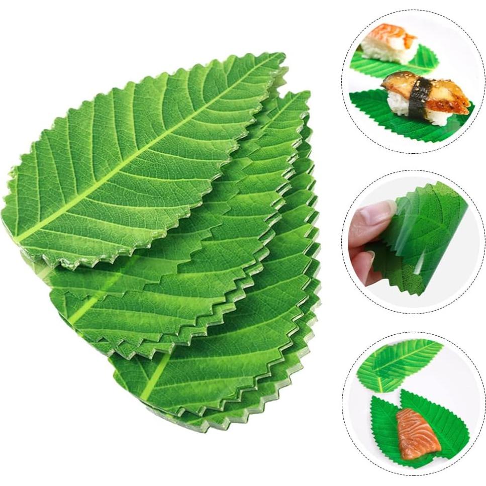 Hojas Decorativas para Sushi Kichvoe - 200 Piezas Verde